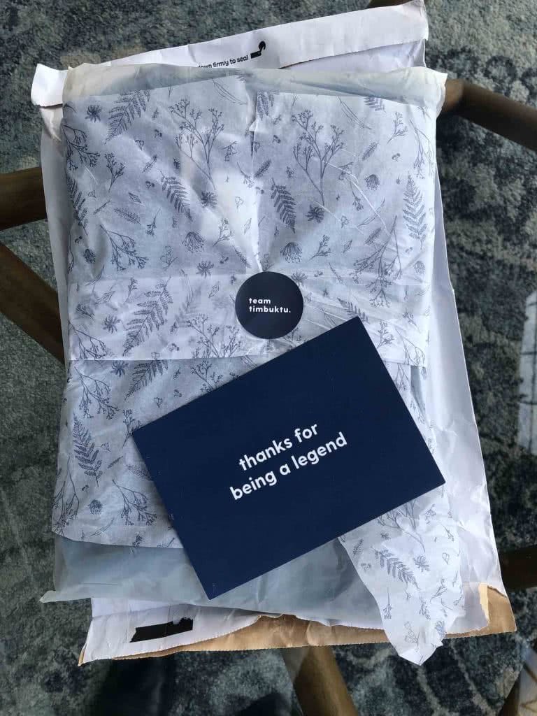 Team Timbuktu Tech Jacket // Gear Review, photo by Amy Fairall, packaging, delivery, tissue paper