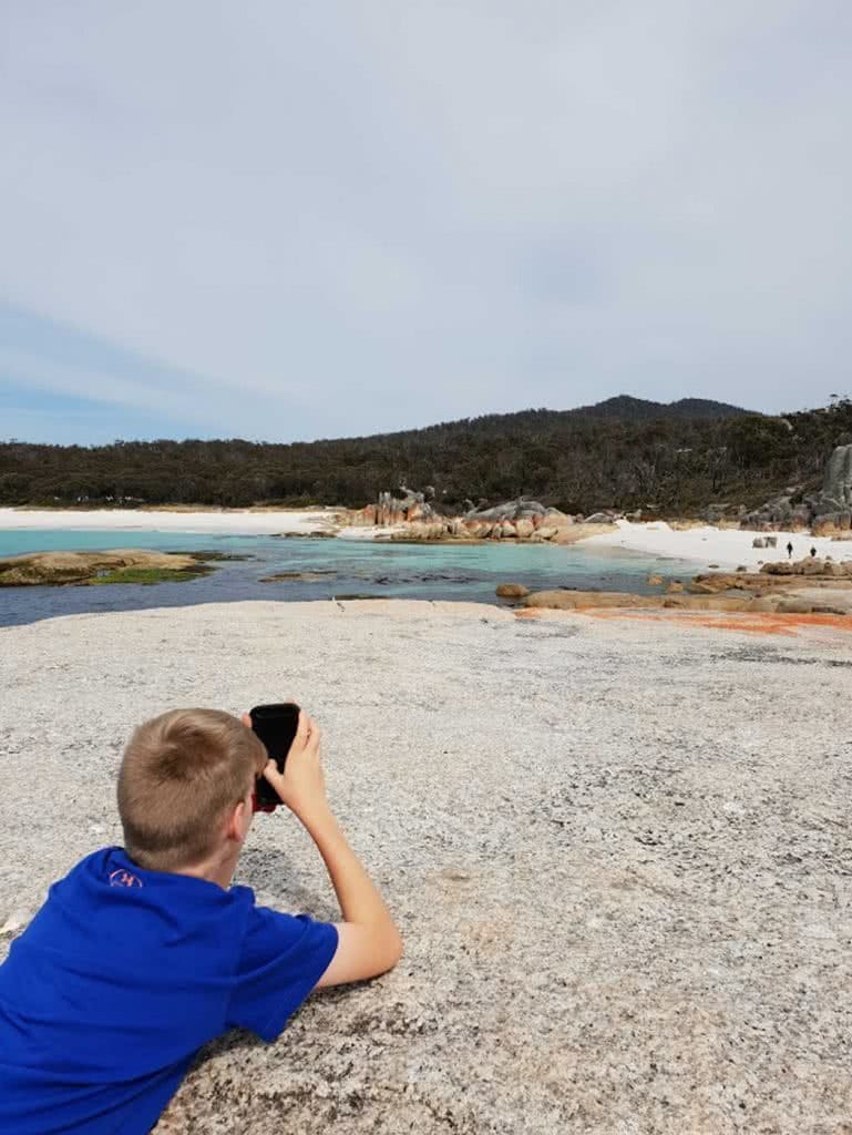 Family Fun At The Bay Of Fires, Leonie Waldron, boy, rocks, water, photo