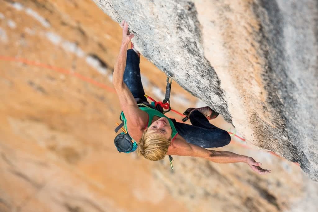 Monique Forestier, Photo by Simon Carter, Mind Control (8c+, 34), Oliana, Spain