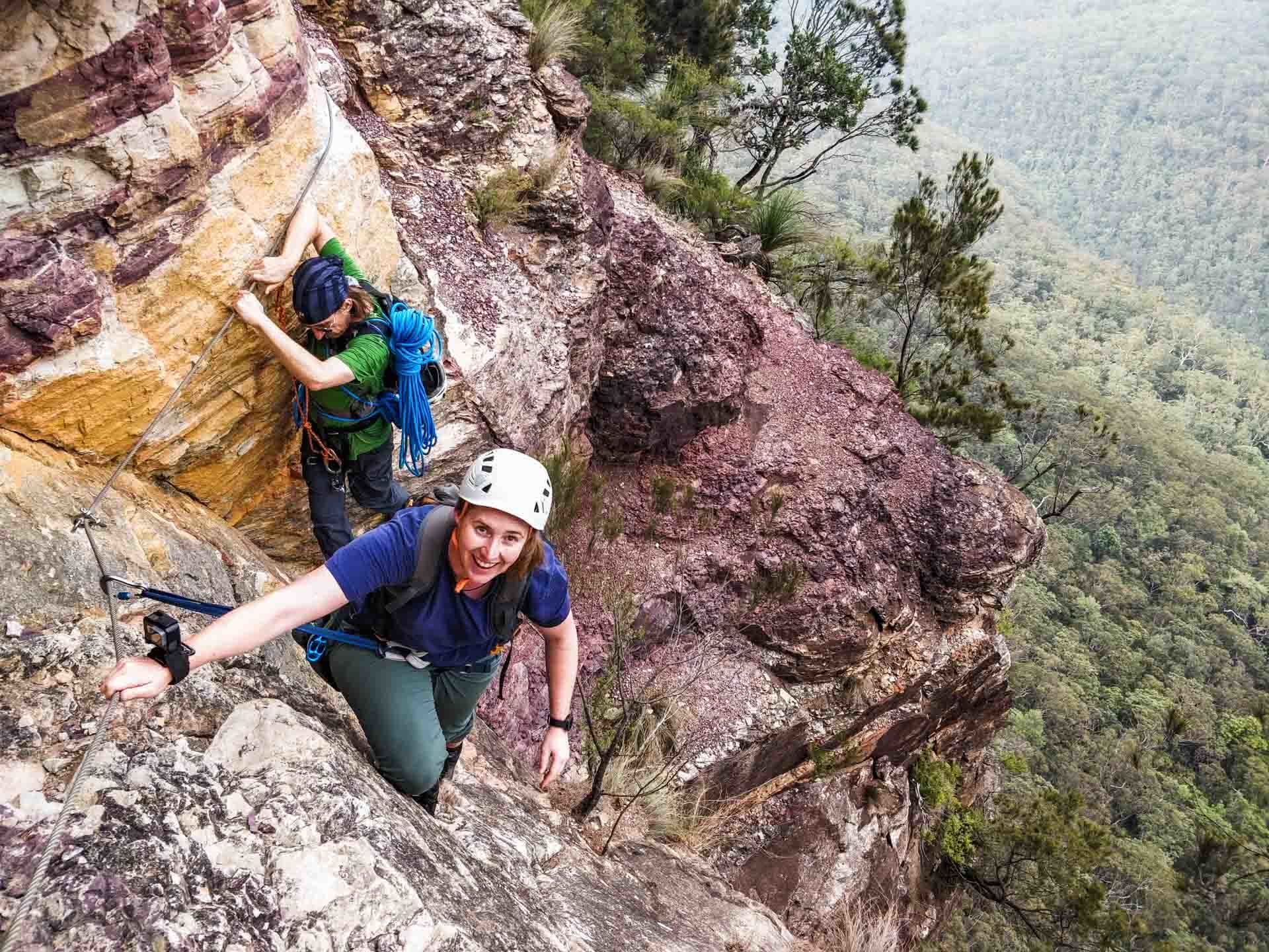 photo by Wendy Bruere, climbing Sweet Dreams, multi pitch, Sublime Point, Blue Mountains, NSW