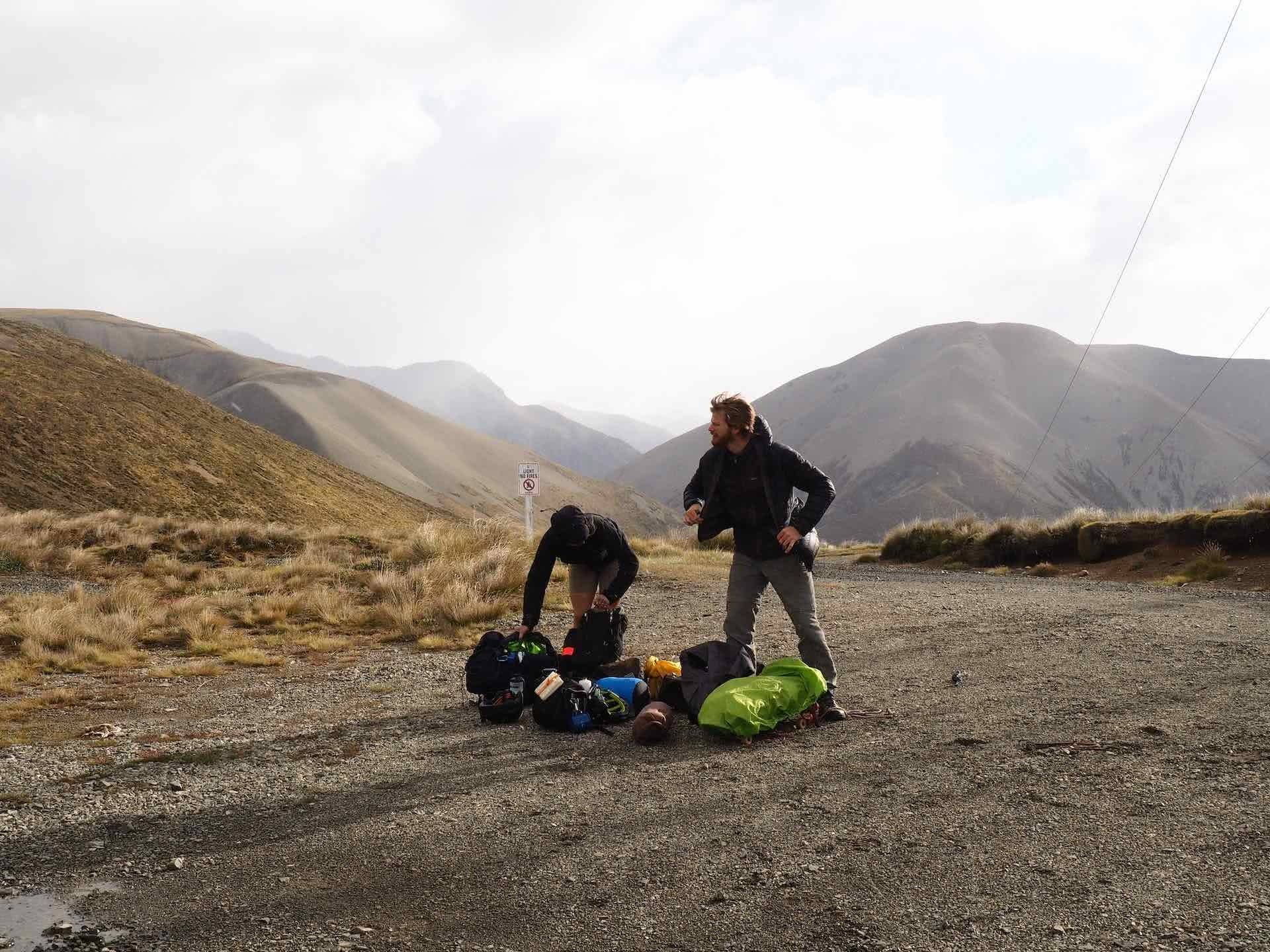 Bikepacking Somewhere over the Rainbow Trail (NZ), Ruby Woodruff, New Zealand, people, packs, mountains, trail