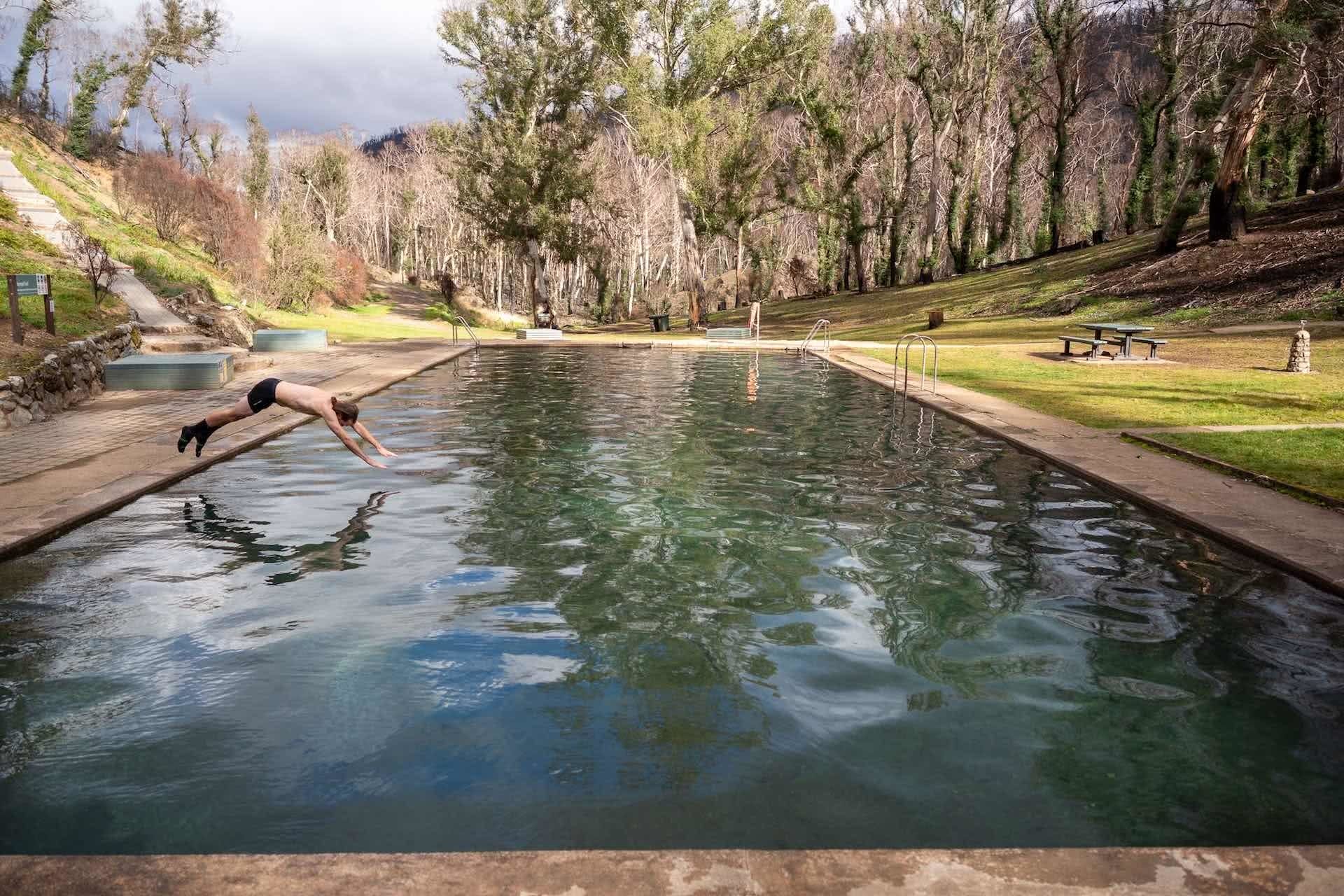 The Kiandra plains are a Winter Escape with Plenty to Offer by Mattie Gould, photo by Jon Harris, thermal pools, swimming