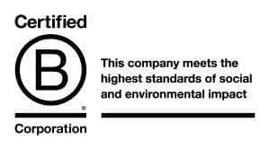 b corp black logo with tag