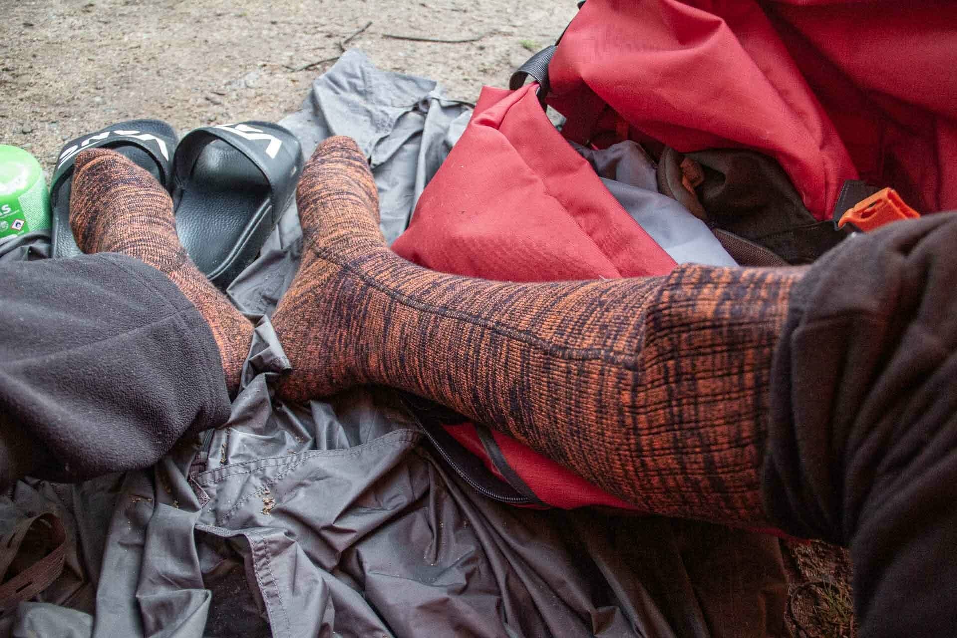ororo heated socks gear review, photo by tim ashelford, socks, tent, battery, warm
