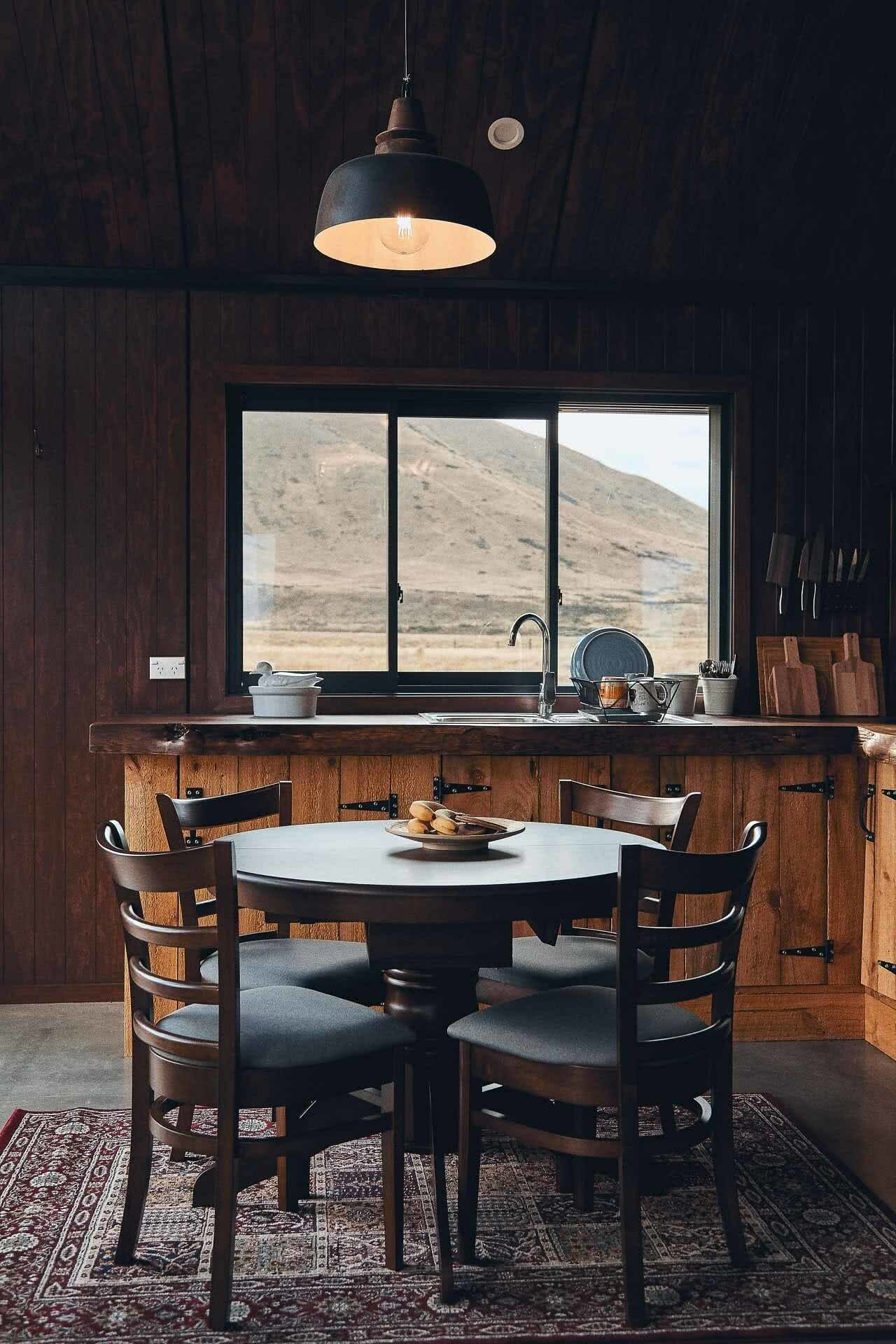 This High Country Cabin Offers the Wild Isolation We All Need Right Now, photo by Kenny Smith, cabin, isolation, twizel, south island, new zealand, dining room