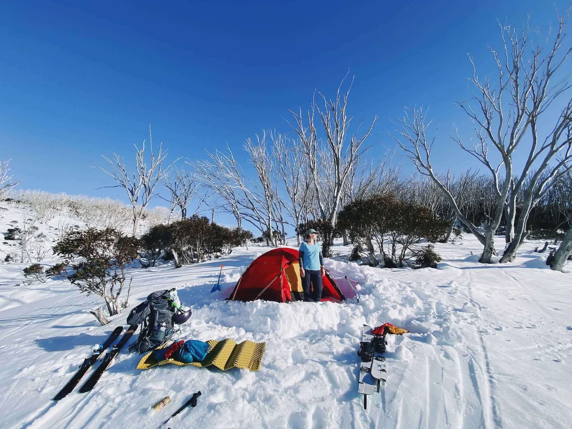 A Beginner's Guide to snow camping, Kate Donald, kosciuszko, jagungal, tent, snow, backcountry, nsw,