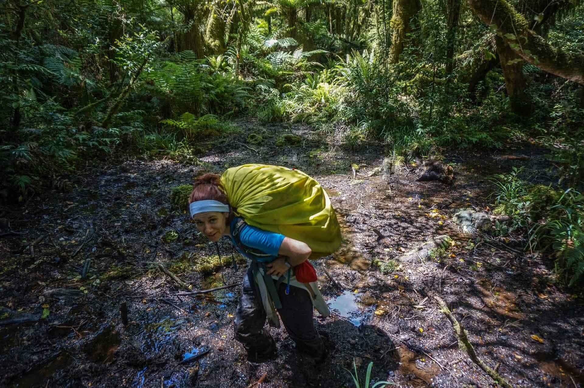 Day 3_ more mud, dusky track, new zealand's hardest hike, winsome whyte, fiordland, south island, new zealand