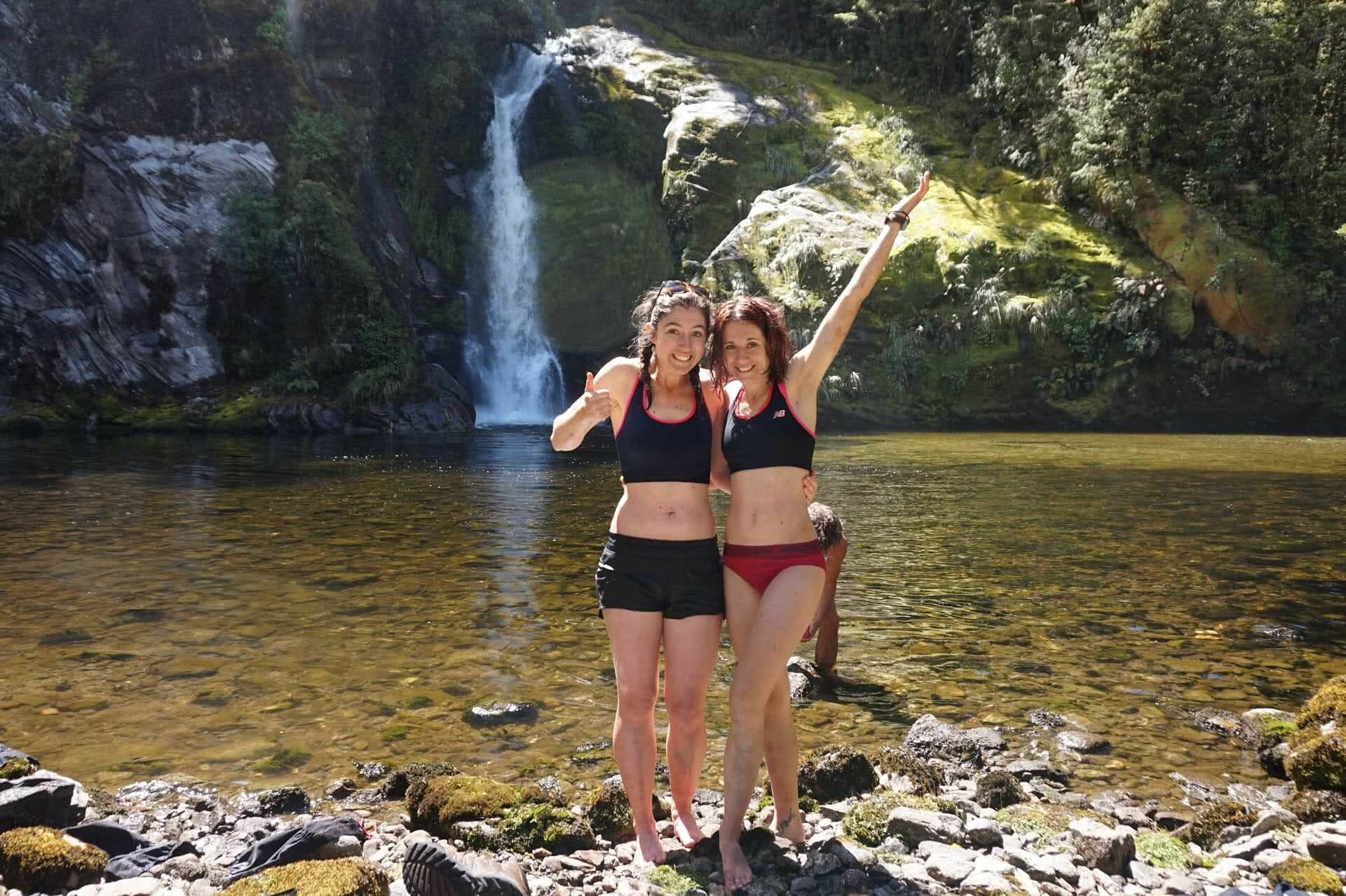 Waterfall off Seaforth River, dusky track, new zealand's hardest hike, winsome whyte, fiordland, south island, new zealand