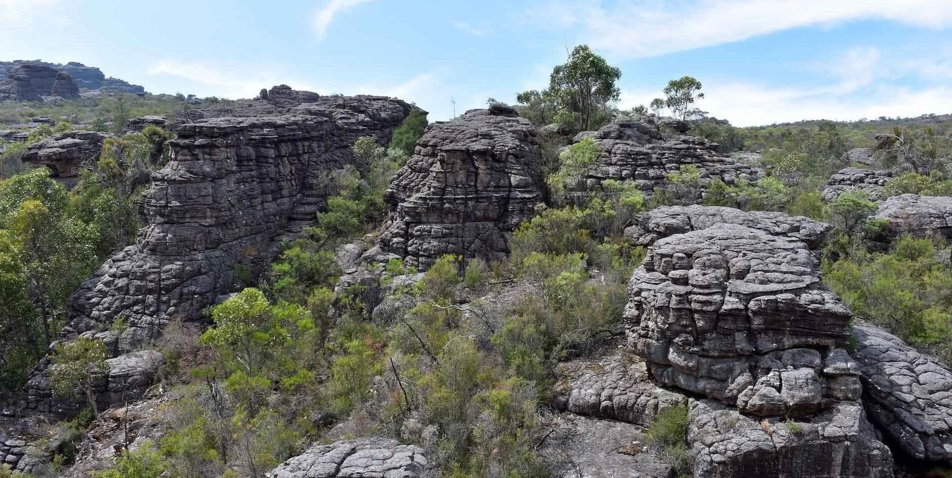 Hiking Ancient Gariwerd – Stage One of the Grampians Peaks Trail, Emily Barlow, pancake stacked rocks, cliffs, mountains