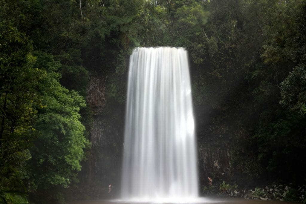Millaa Millaa Falls is The Perfect Place to Get Your Feet Wet, Conor Moore, waterfall, rainforest, people