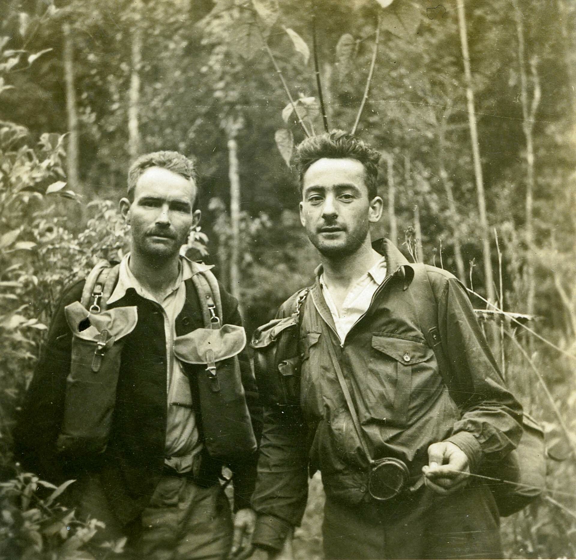 AH (Bert) Pelham (left) bushwalking in the Mid North Coast, possibly in company with Machin Hall (_) Blue Mountains City Libary, The Intriguing History (and Exciting Future) of Hiking Clothing, icebreaker