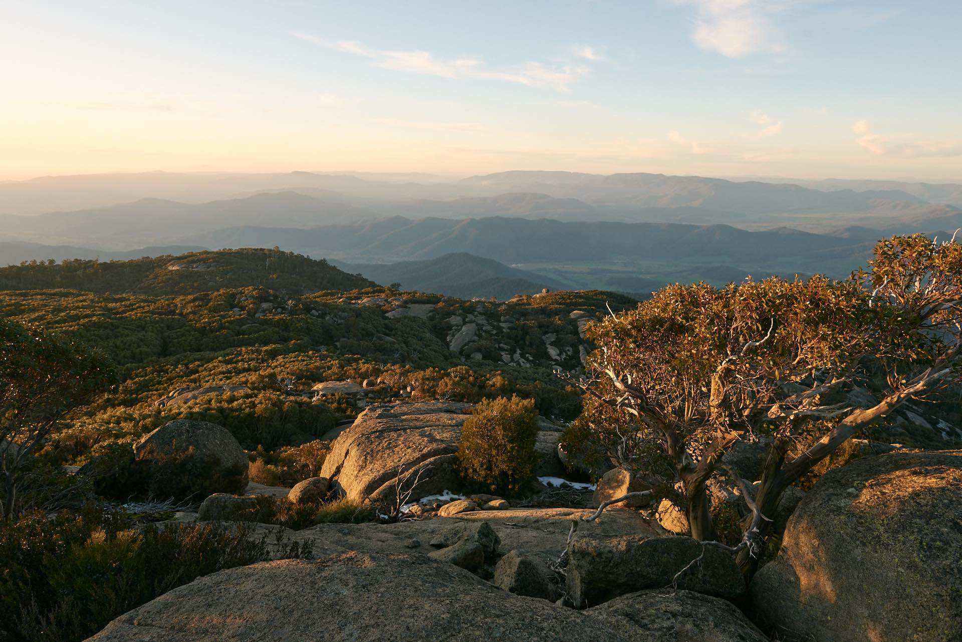 Overnight Hike to Mt McLeod in The Snow, Anthony Green, view, mountain, peak, sunset