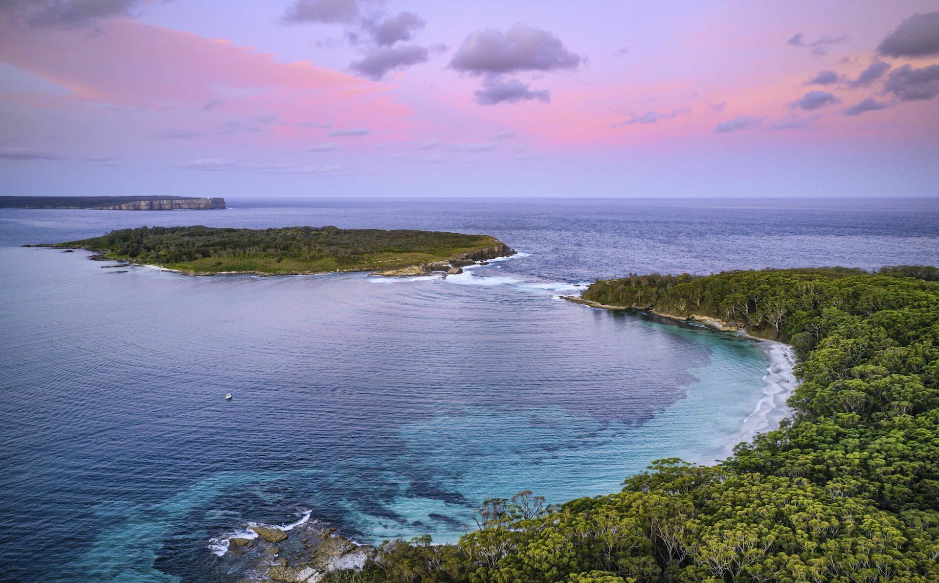 Three Delicious NSW Road Trips for Taste Chasers, photo provided by DNSW, Murrays Beach, Jervis Bay, sunset, drone shot