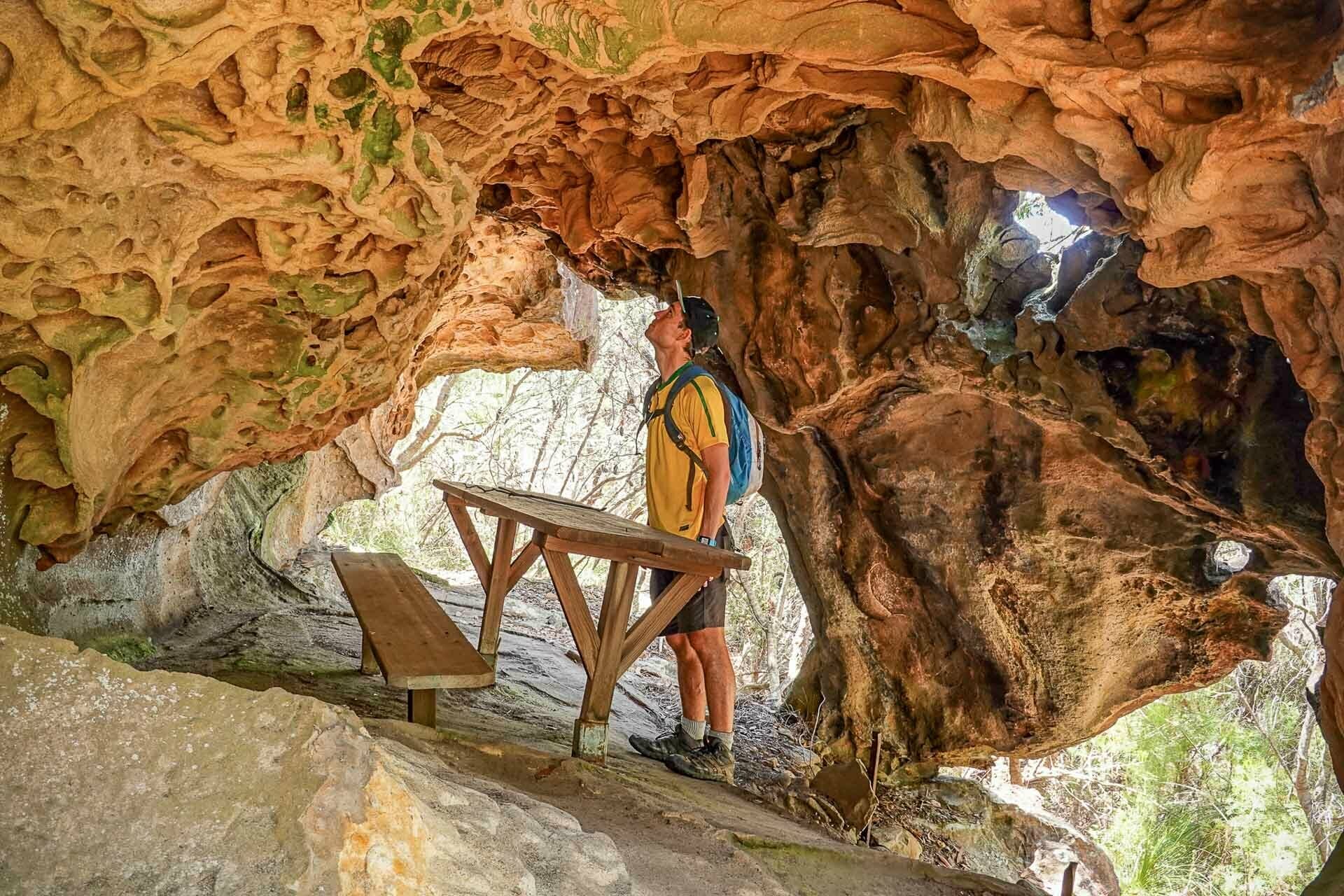 The fascinating cave picnic area, just a stone_s throw away from Birnie Lookout, How to find Birnie Lookout on Towler's Bay Trail, ku ring gai national park, dan piggott, travel made me do it, sydney, nsw