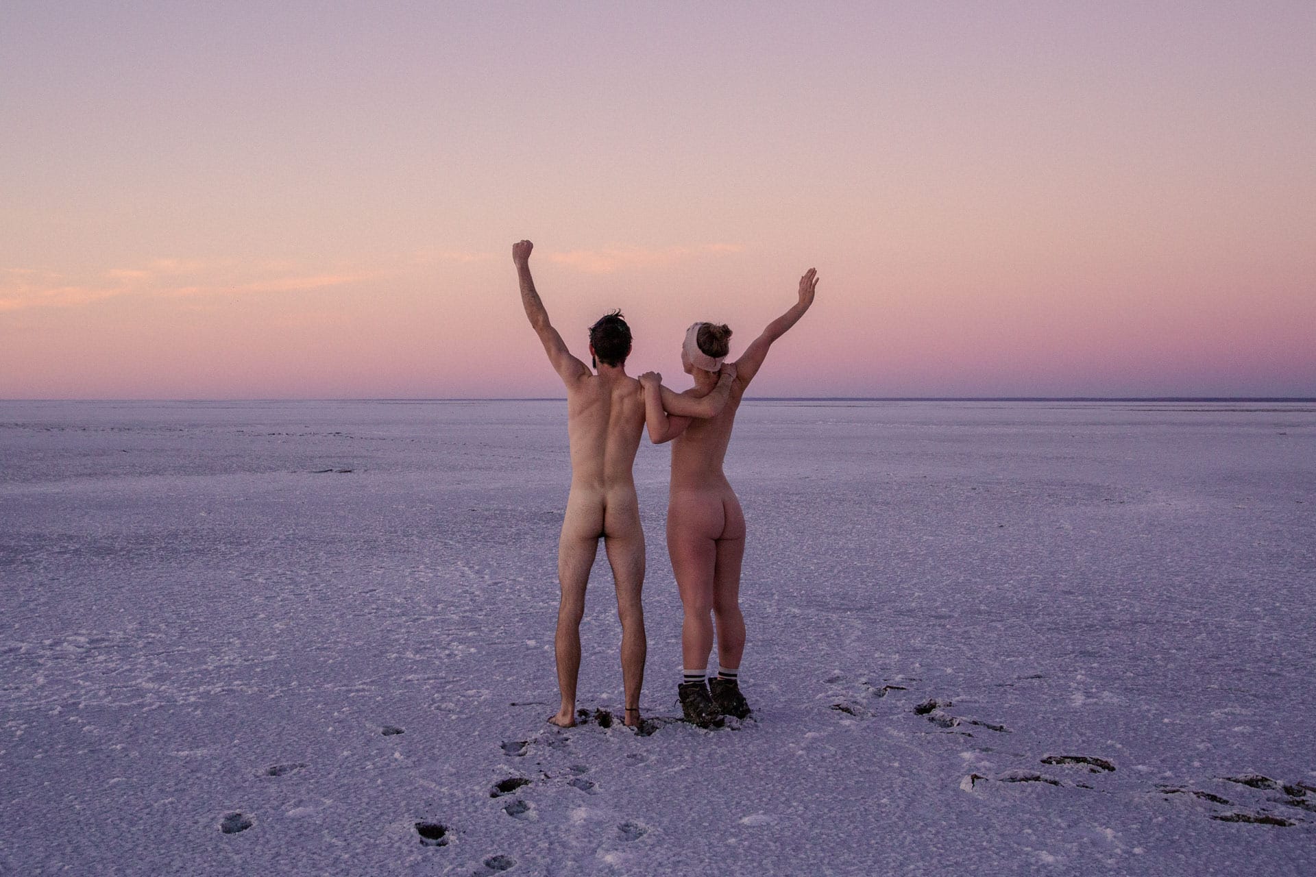 How To Get Nude for Mother Nature (Hint: She’s Seen It Before), joe brn Cuzzocrea, nude, Sunrise over Lake Eyre, South australia