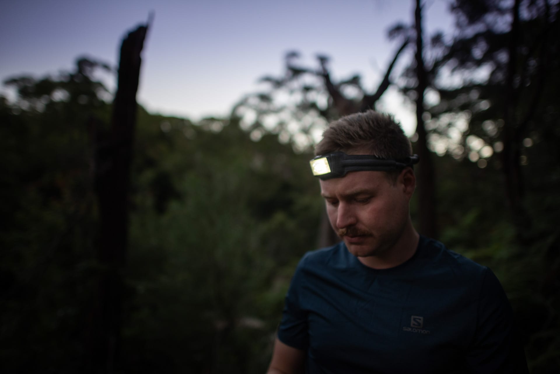 BioLite HeadLamp 750 – Gear Review, photo by evan andrews, model tim ashelford, trail running, dark, head torch, feature