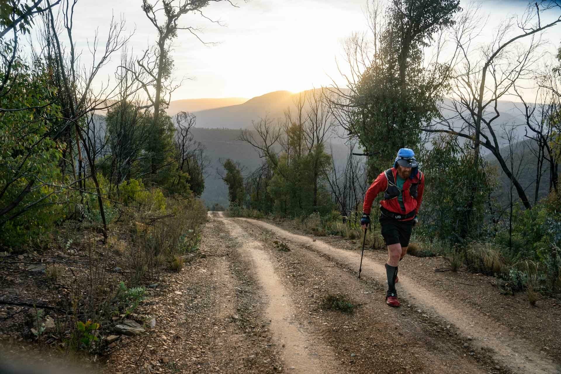 McMillans Walking Track, Beau Miles, shot by Chris ord, trail running, sunrise, uphill, Victoria, victorian high country