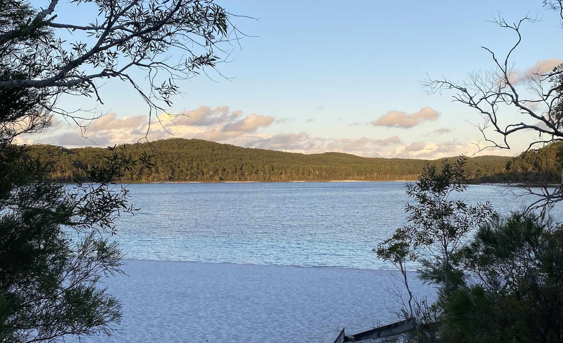 3 Days on The Great Southern Lakes Hike of K'gari / Fraser Island, Louise Klatte, Lake Birabeen, sunset, white sand