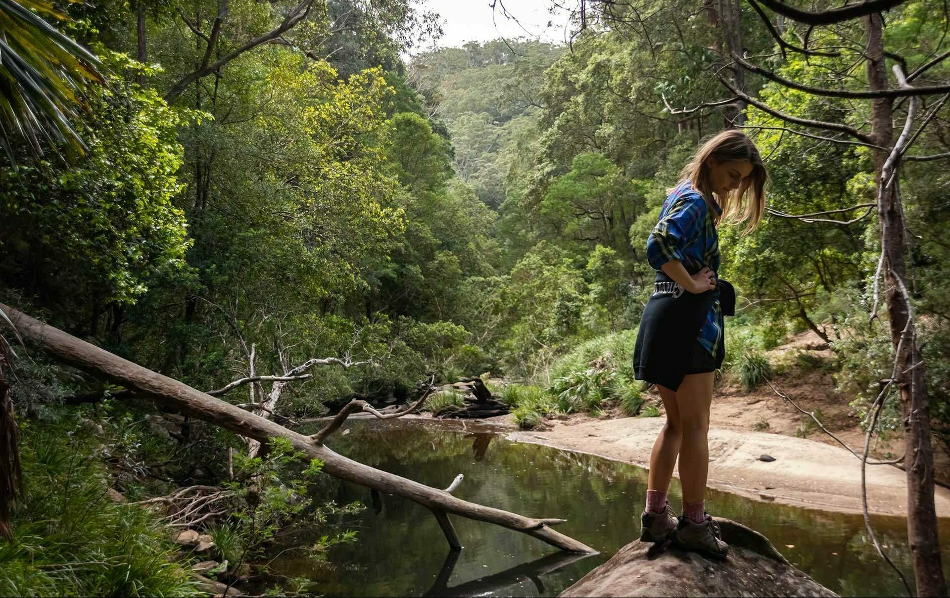 Conquering The Couranga Walking Track, Matt Pearce, Royal National Park, woman, river, hike