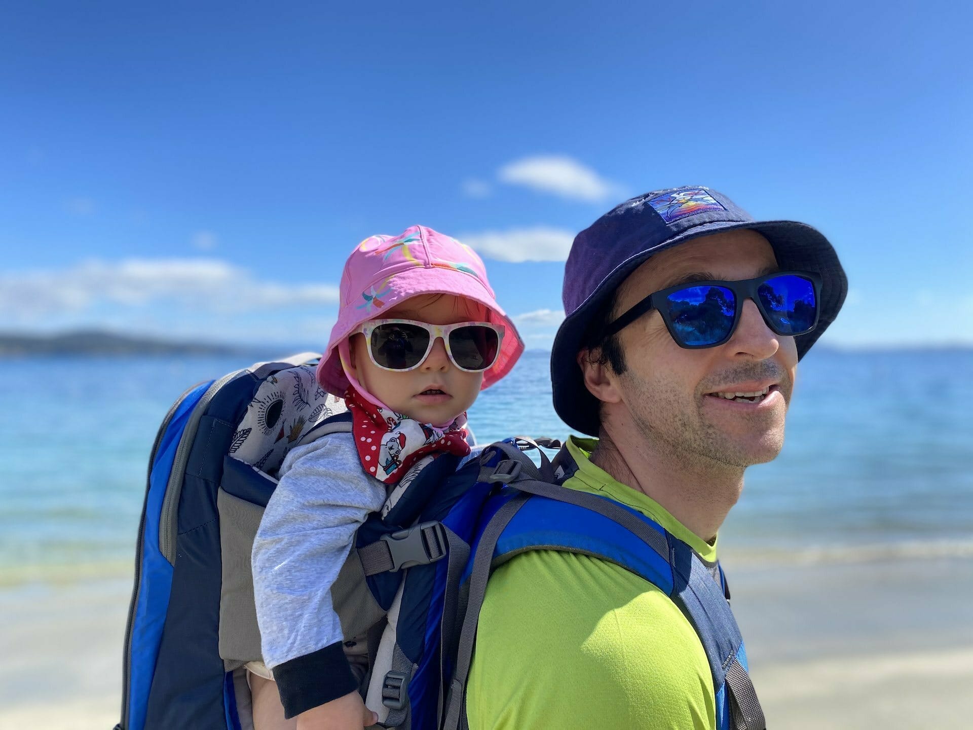 How To Travel Tasmania With Your Adventure Family - Sarah Tayler, Family, beach, children, dad, sunglasses