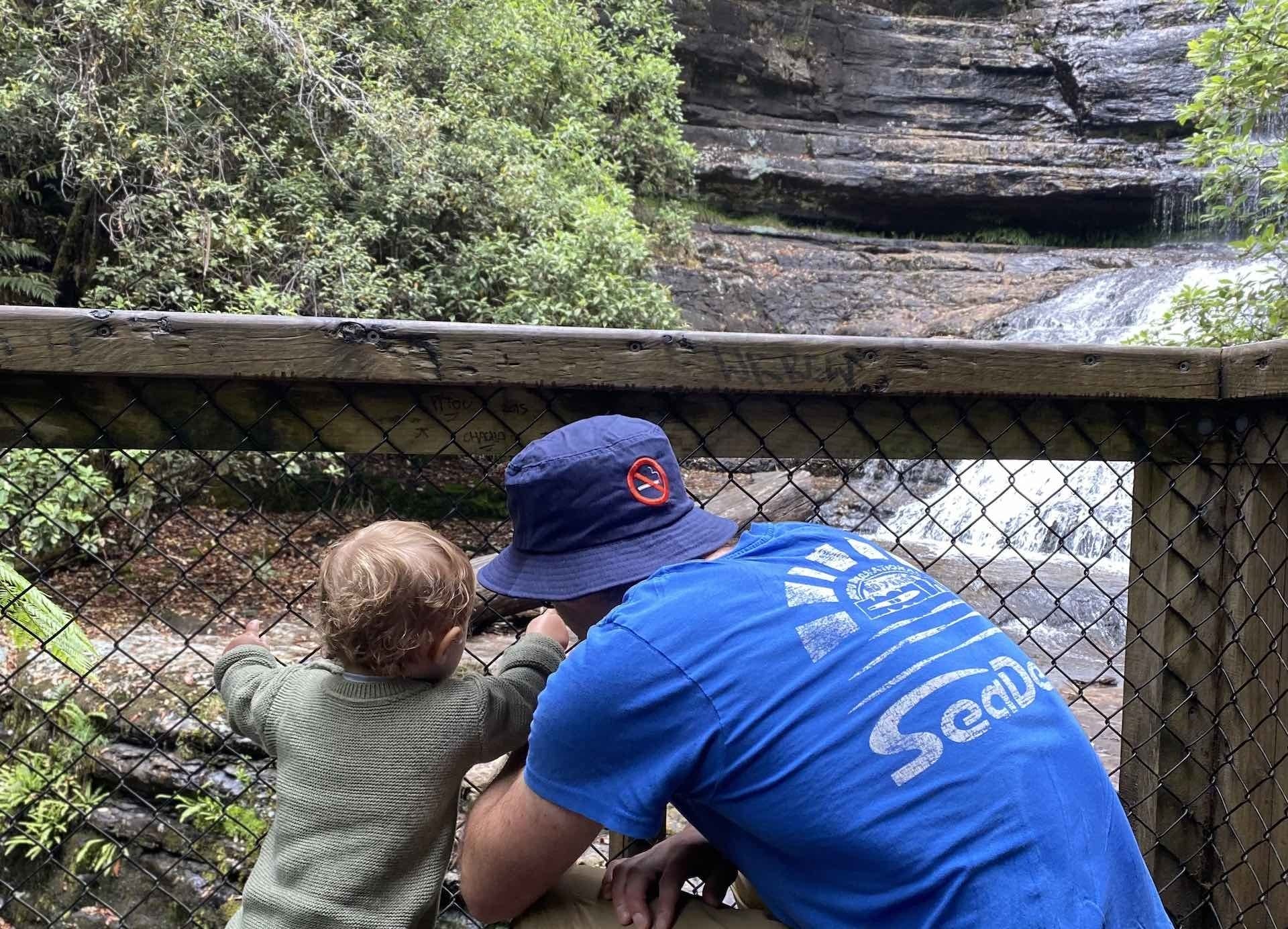 How To Travel Tasmania With Your Adventure Family - Sarah Tayler, Family, Tasmania, Mount Field, Waterfall, Dad