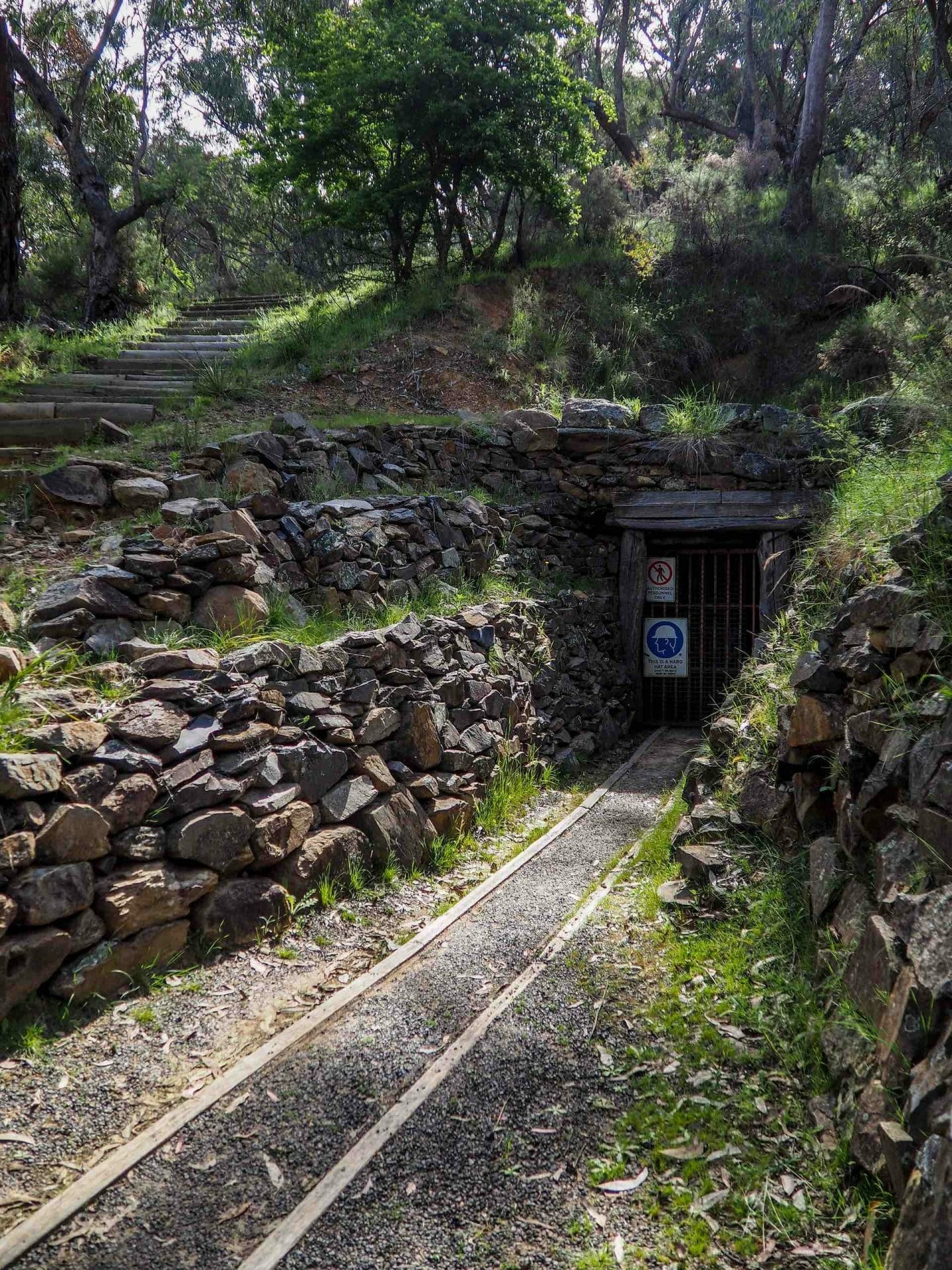 Hartley to Hill End – A Road Trip Through Rural NSW and Into History, Ruby Woodruff, Bald Hill Walking Track, tunnel, man, hike, Bald Hill Mine