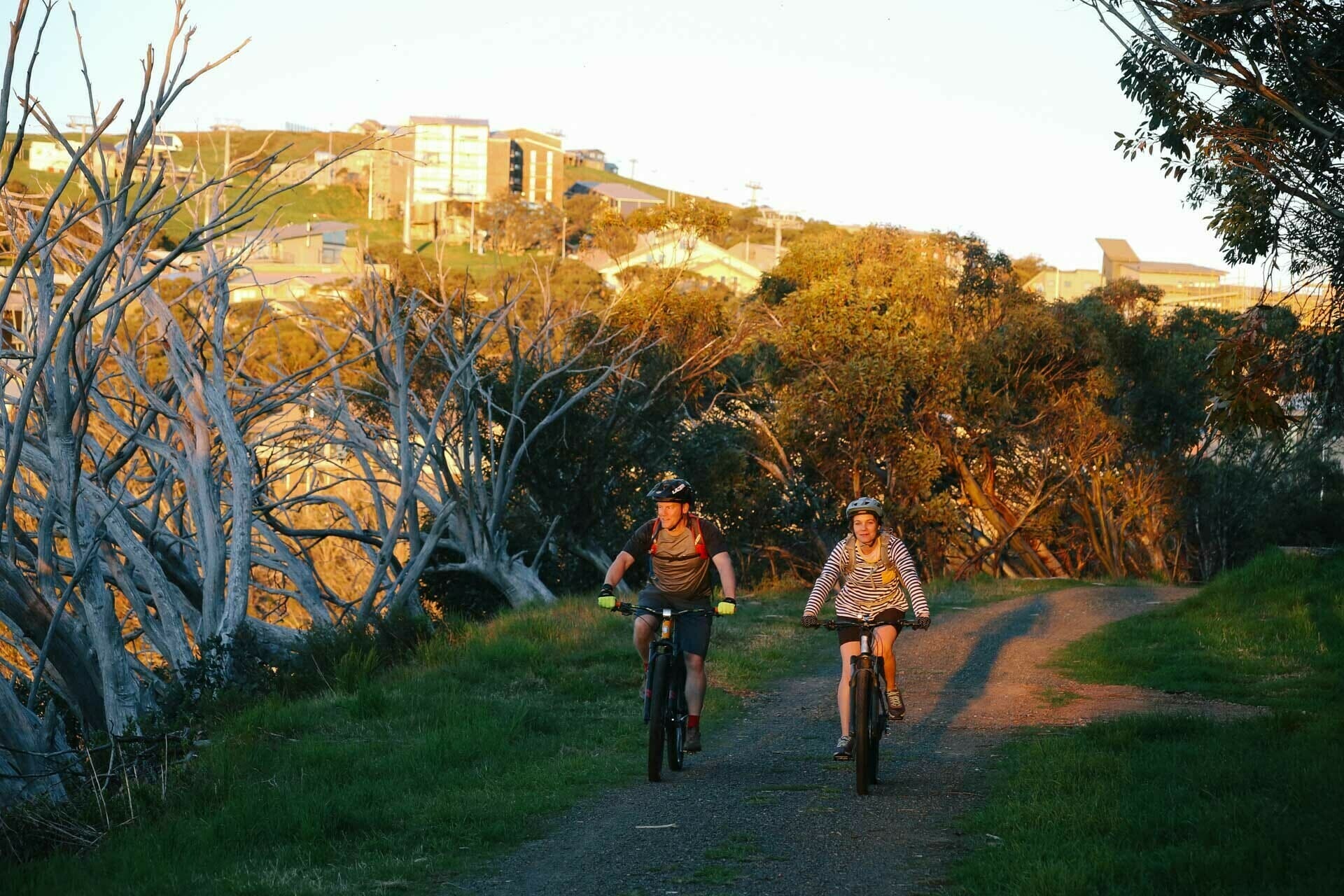 mountain bikers, shot by Kale Munro, Mt Buller and Mt Stirling, Tourism North East, High Country, Victoria, sunset