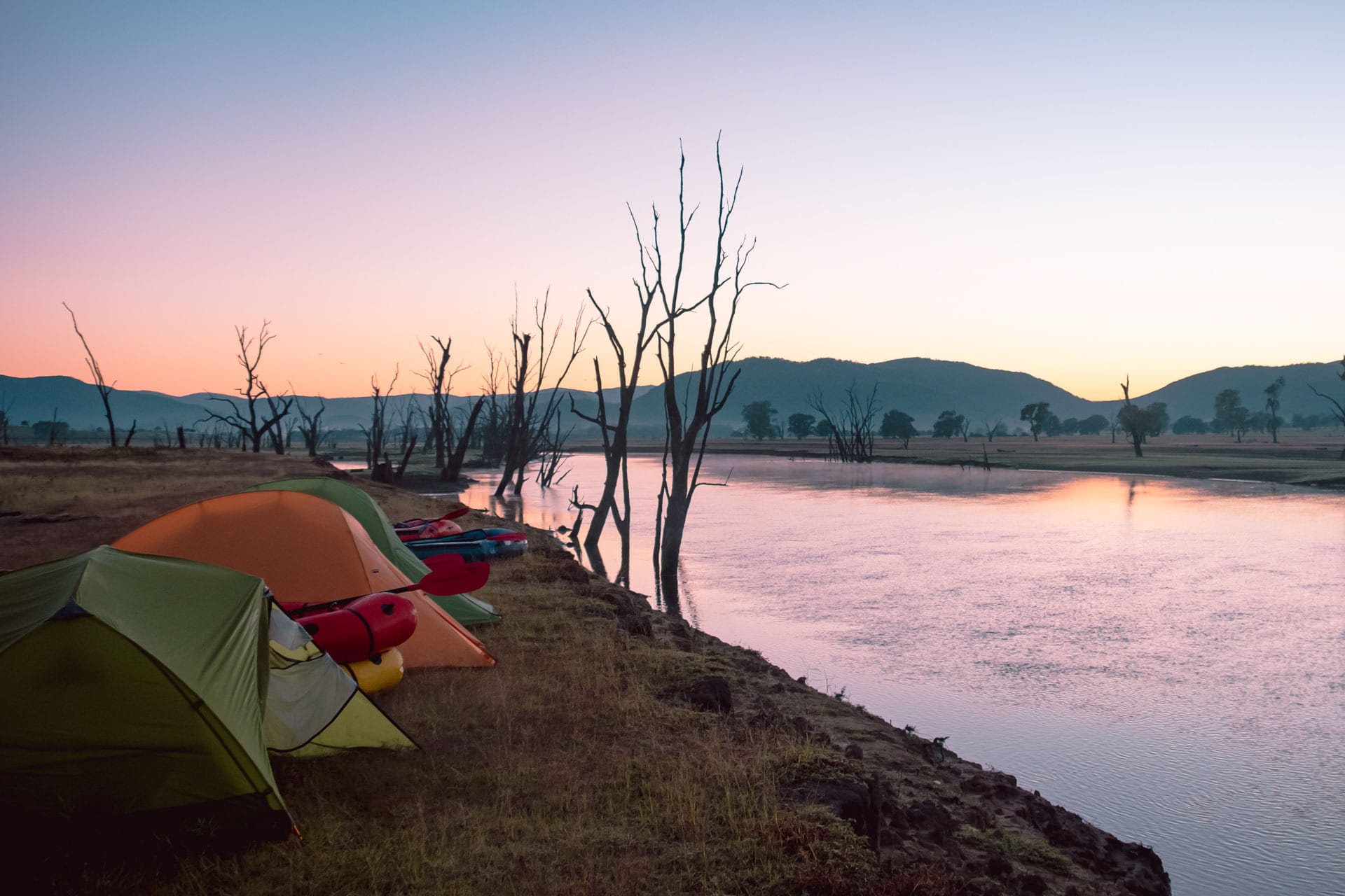 WATCH: Bikerafting the Murray River With a Crew of Mates, mateo guerrero, murrary river, packrafting, bikepacking, bikerafting, victoria, nsw, river, tents, camping