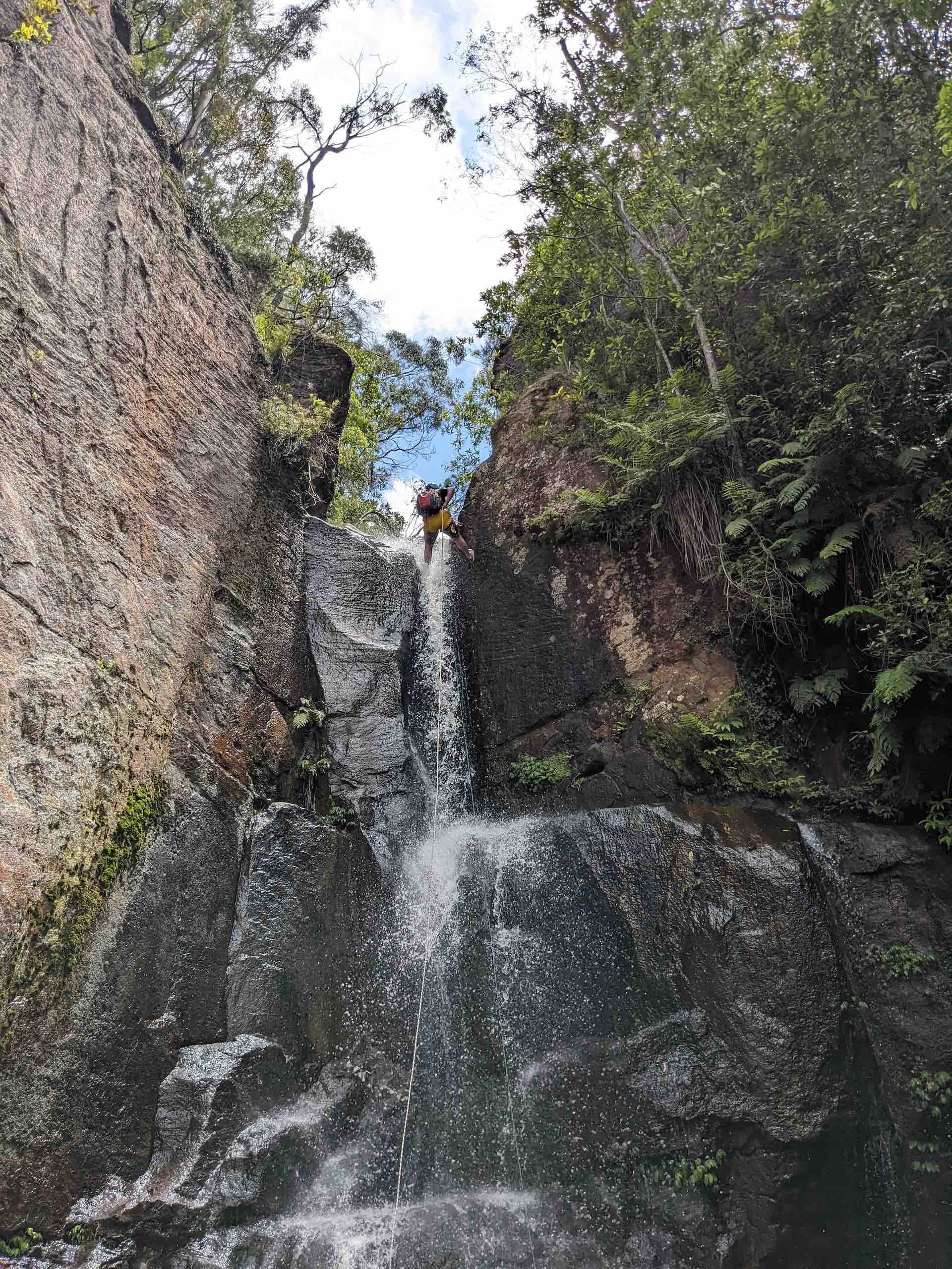 Upper Macquarie Pass Canyon Offers Waterfall Abseiling with a View of the Sea, Chris Richards - Abseiling, Canyoning, Macquarie National Pass, Waterfall
