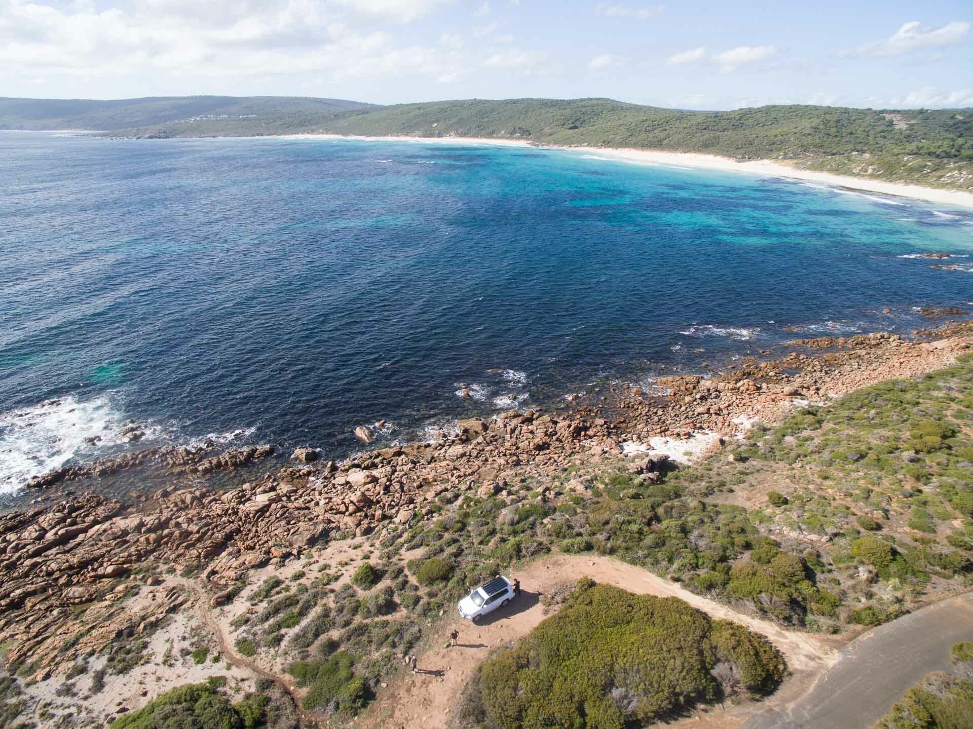 Koomal Dreaming, Ngilgi Cave, Great Northern, Big Valley Campsite – Margaret River WA, ocean, coast, aerial shot