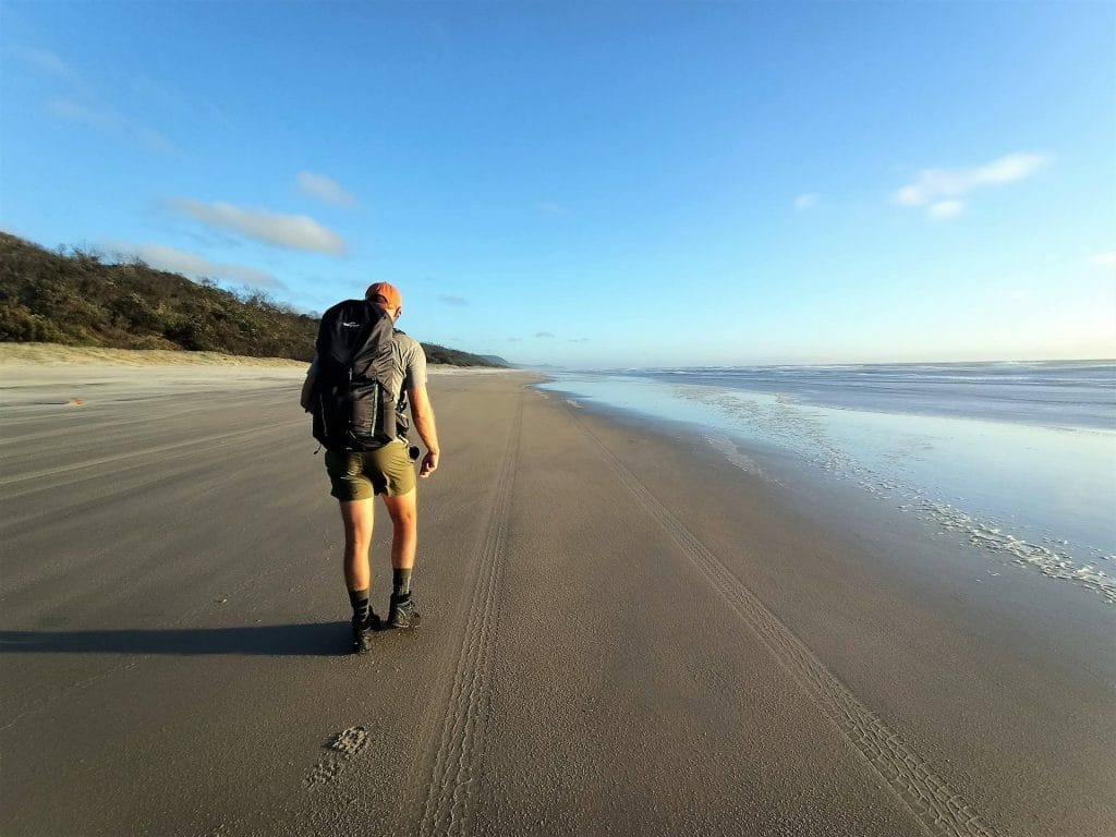 Rainbow Beach to Freshwater Camp Loop – An Overnight Hike in Great Sandy National Park, lauren chuter, beachwalking, hike, person