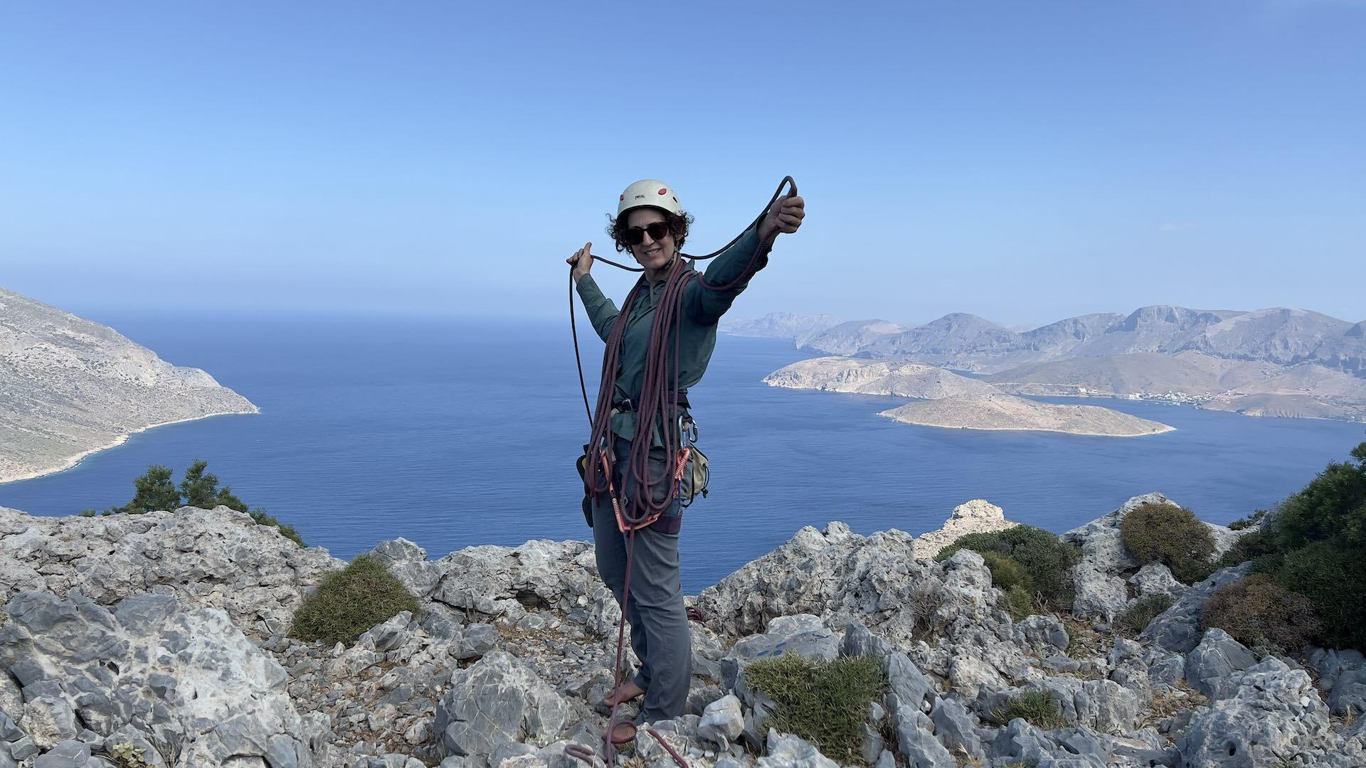 Kalymnos – A Climbing Haven in the Greek Isles, Wendy Bruere, person, mountaintop, climbing