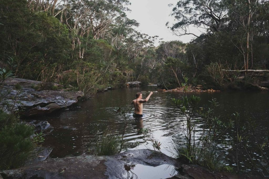 Dusk Swimming at Karloo Pools, Damon Tually, Royal National Park, Sydney, NSW, wild swimming, headlamp, dusk, dark, cold