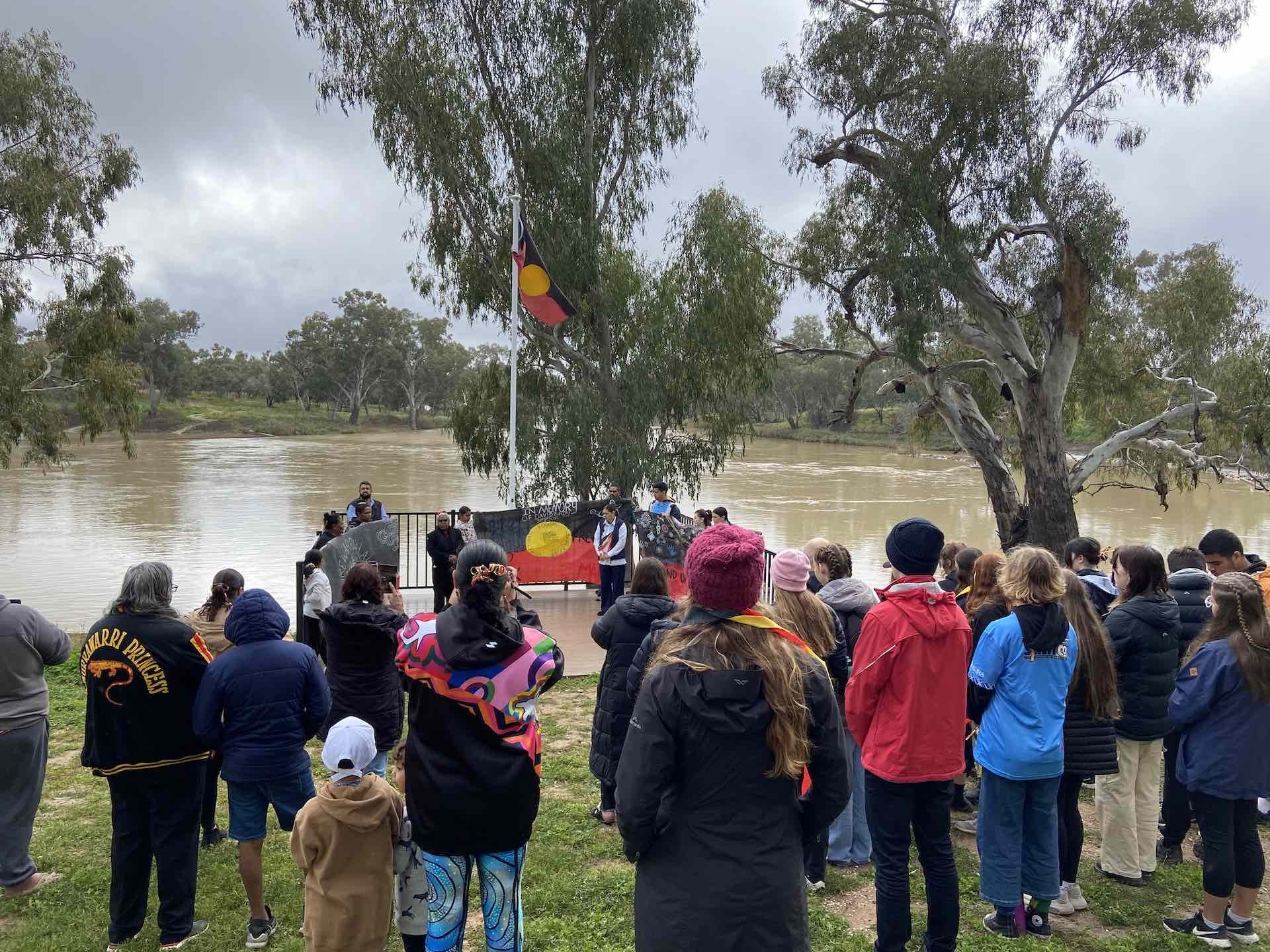 How a DNA Test Helped Me Connect With My Country, Jackson Burke, Brewarrina fish traps, NAIDOC week, group, people, river