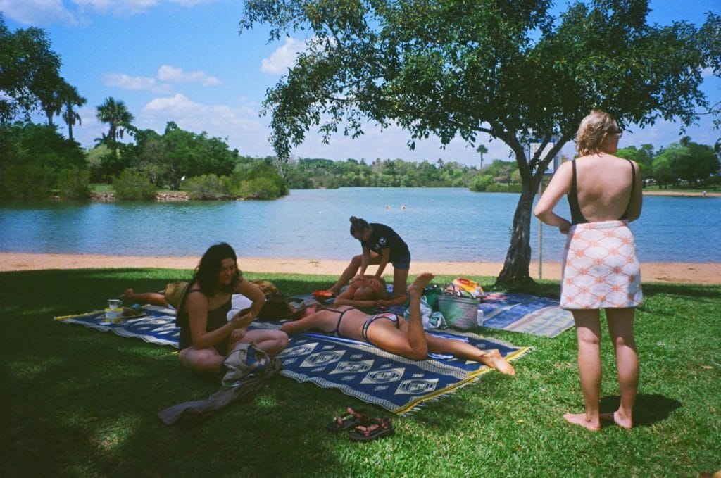 The Strangeness of Being Homesick in Your Own Country, Amy Fairall, film photo, Darwin, Lake Alexander, friends, picnic, swim