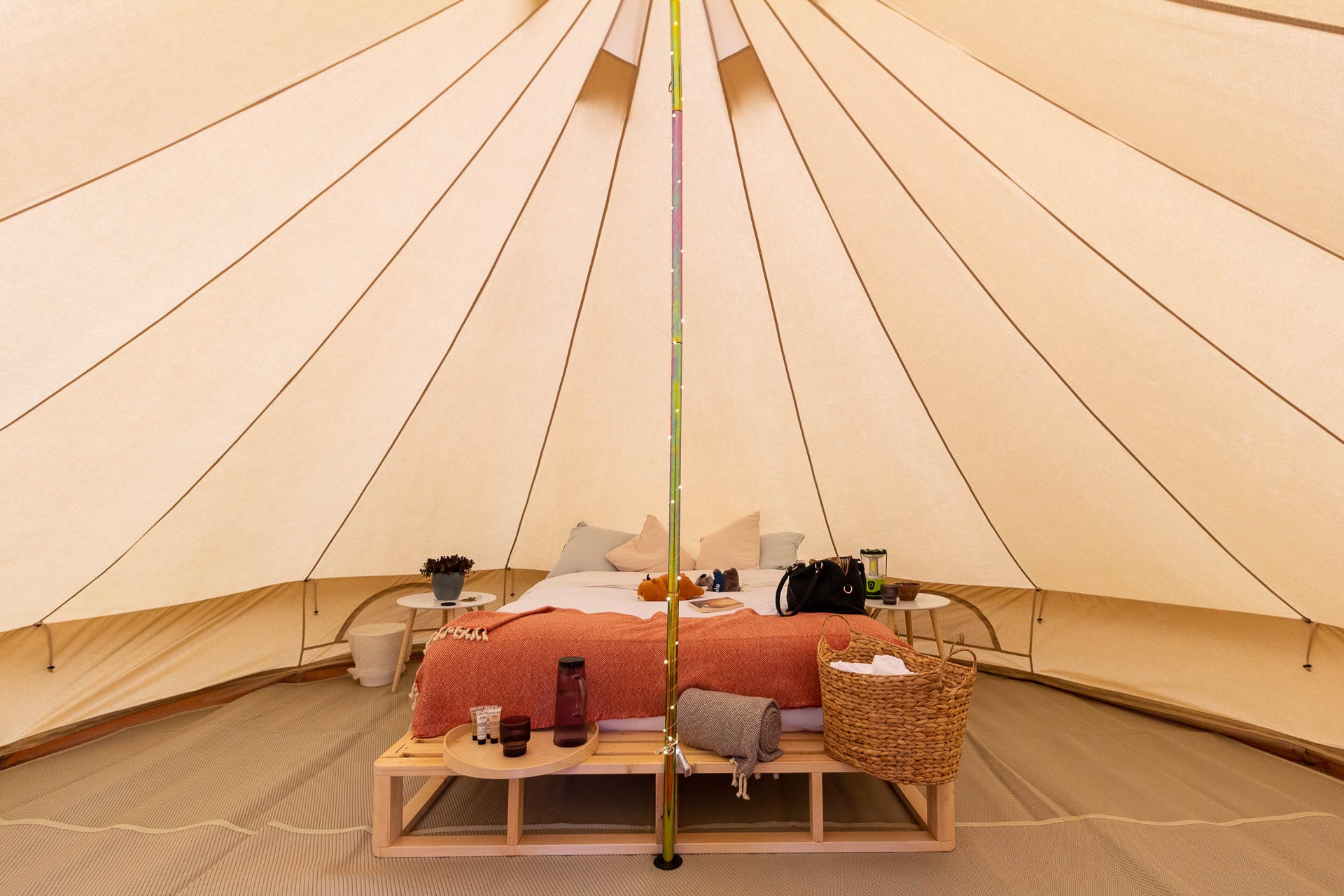 Mayfield Garden-1, photo by Tim Ashelford, Mary, glamping tent, bed,