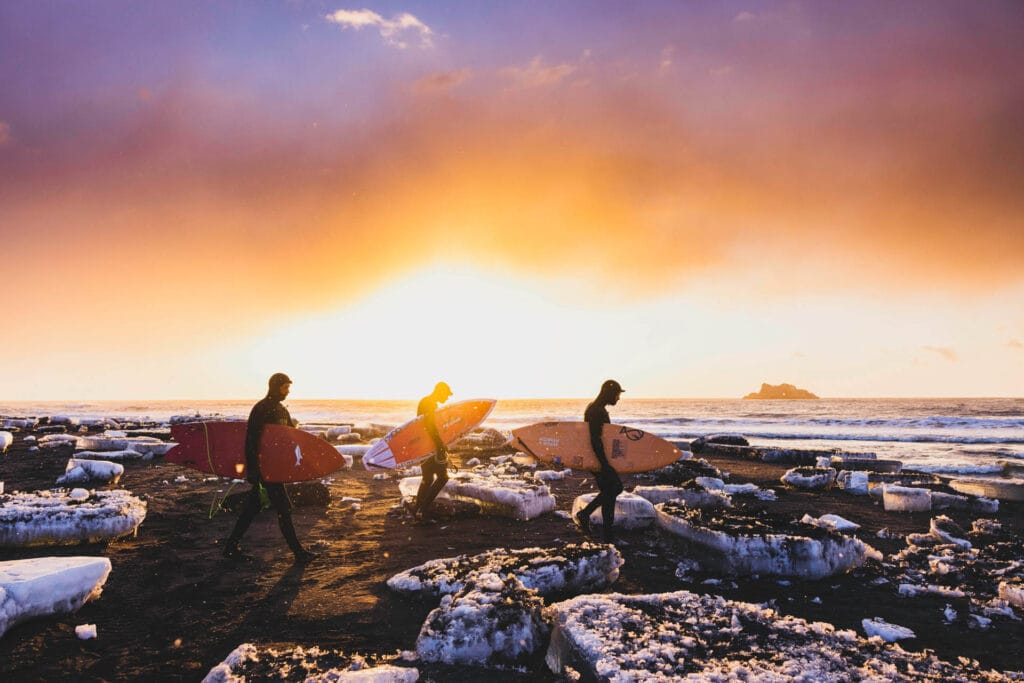 Meet the Aussie Surfers Who Travelled to Russia's Kamchatka Peninsula in Search of Unridden Waves, Guy Williment, snow mountains, clear,