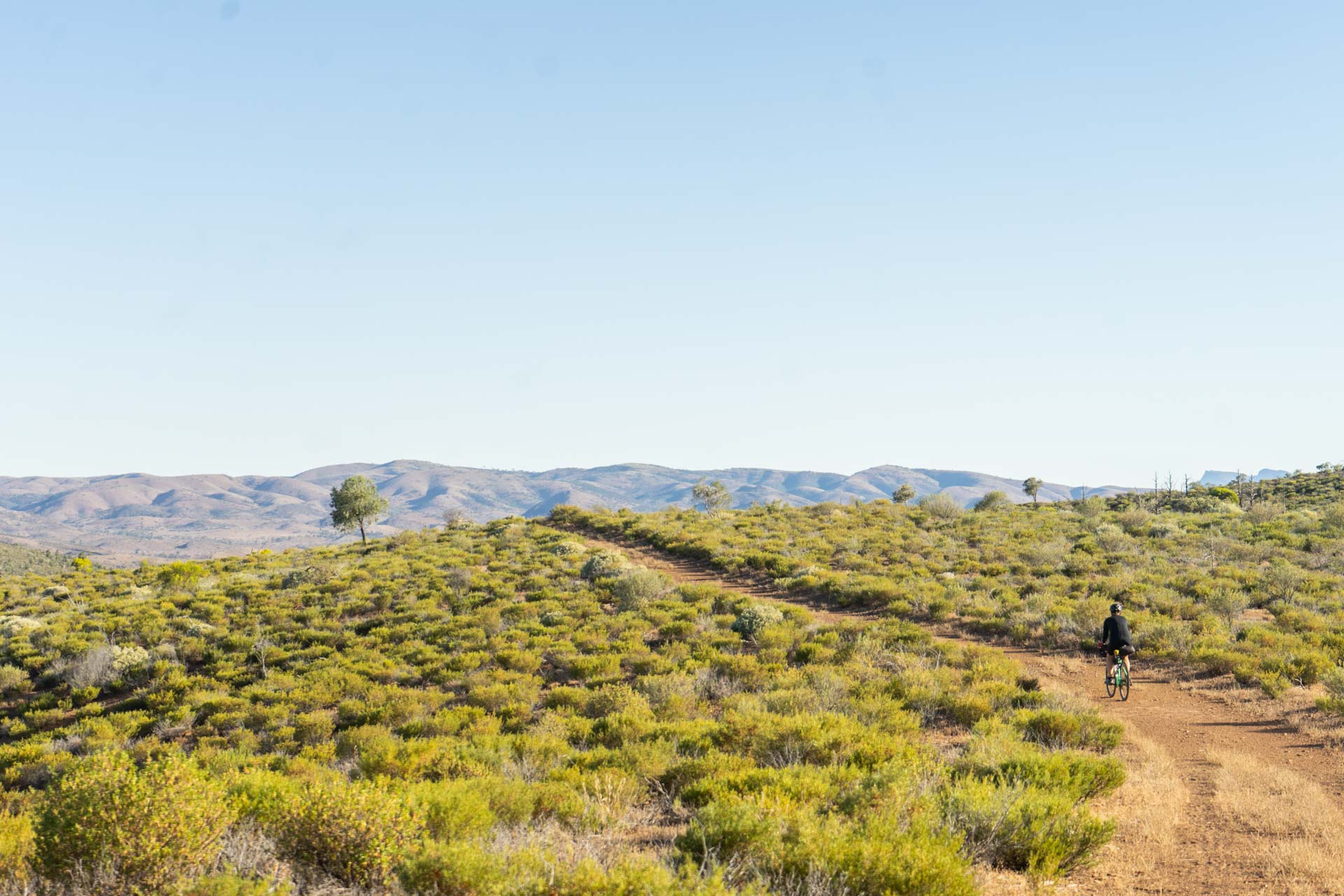 The Mawson Trail – Ride This Iconic Route From Adelaide to the Flinders Ranges, Lachie Thomas, person riding a bike on a dirt road