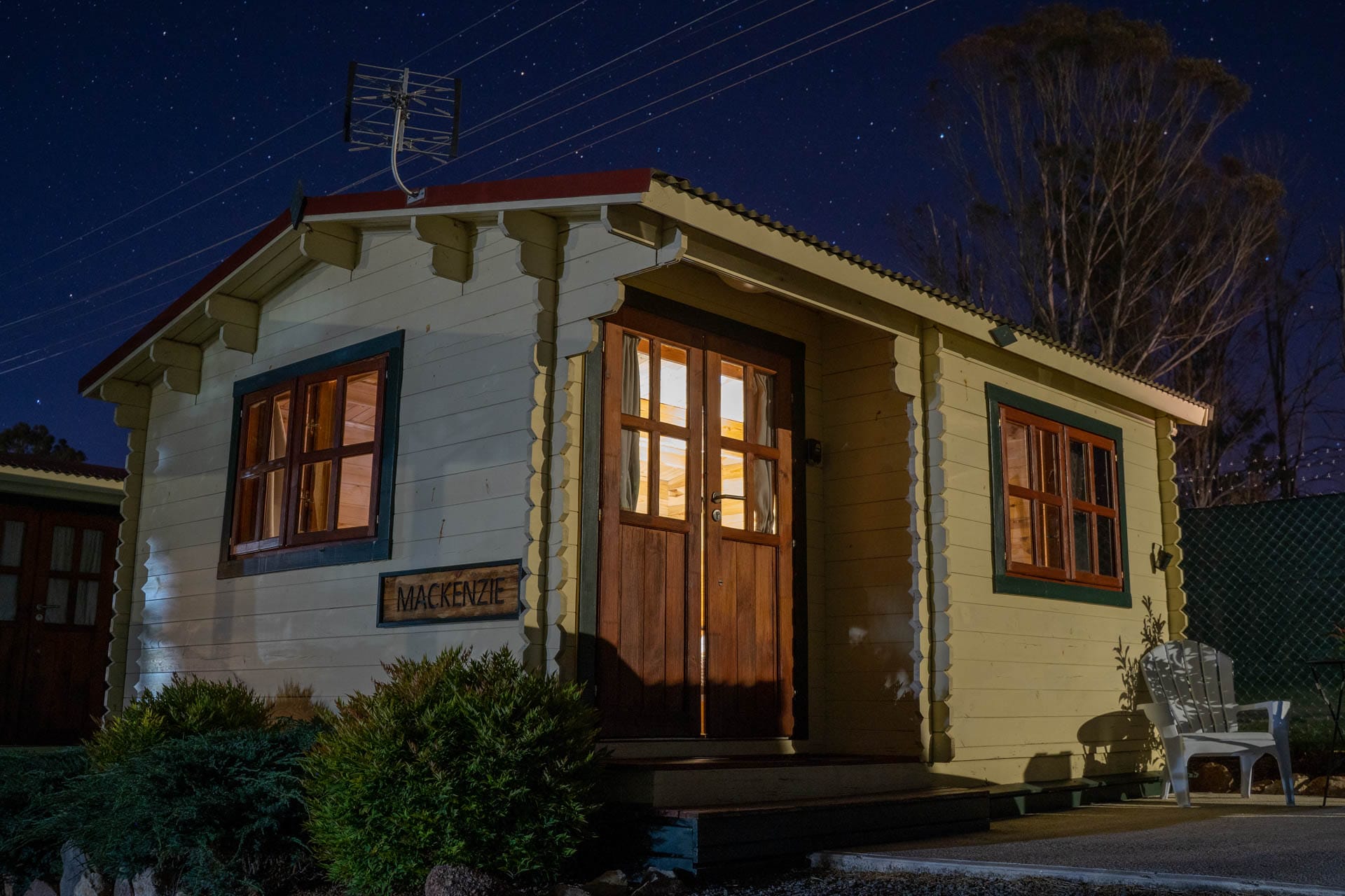 A Weekend in Tenterfield: Where to Stay, Adventure, and Eat, constance allan, lodge, cabin at night