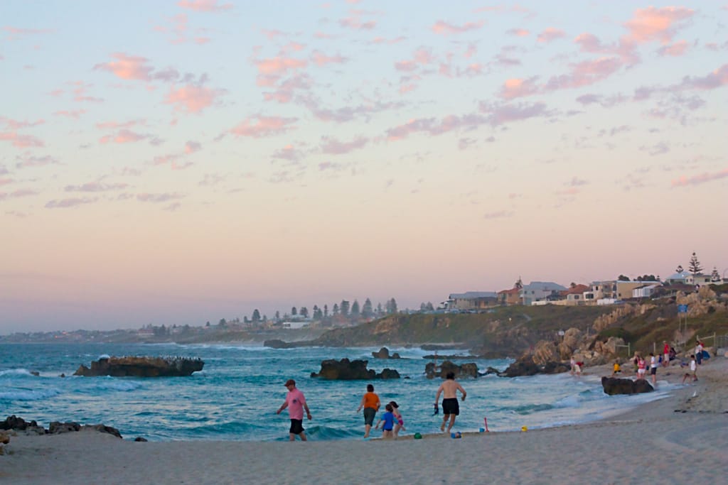 13 Best Beaches in Perth, photo by arostron on Flickr, Trigg Beach, sunset, ocean, Perth city, people