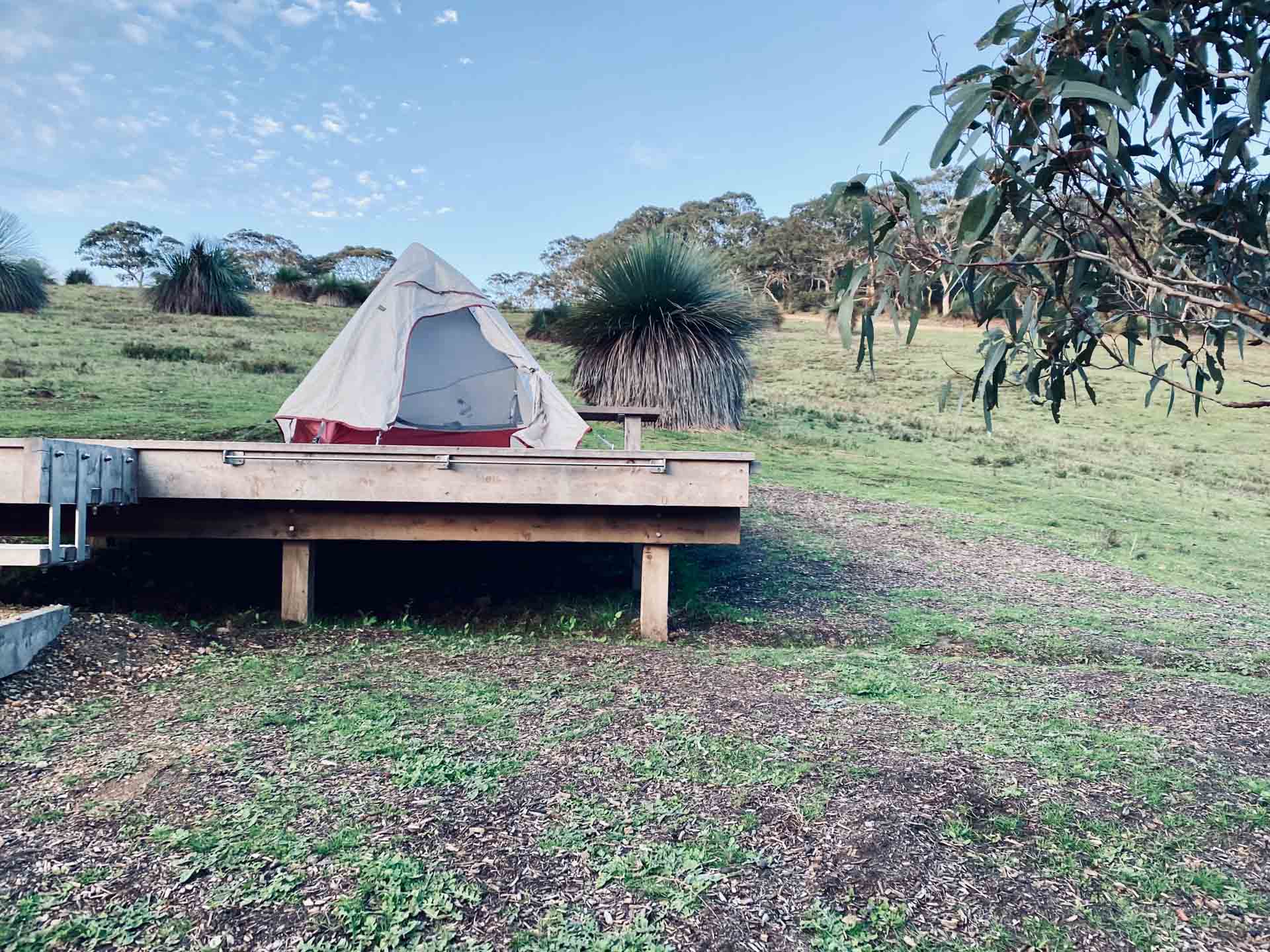 The Wild Coast Way: A 5 Day Teaser for the Heysen Trail, Emily Dallas, tent on platform