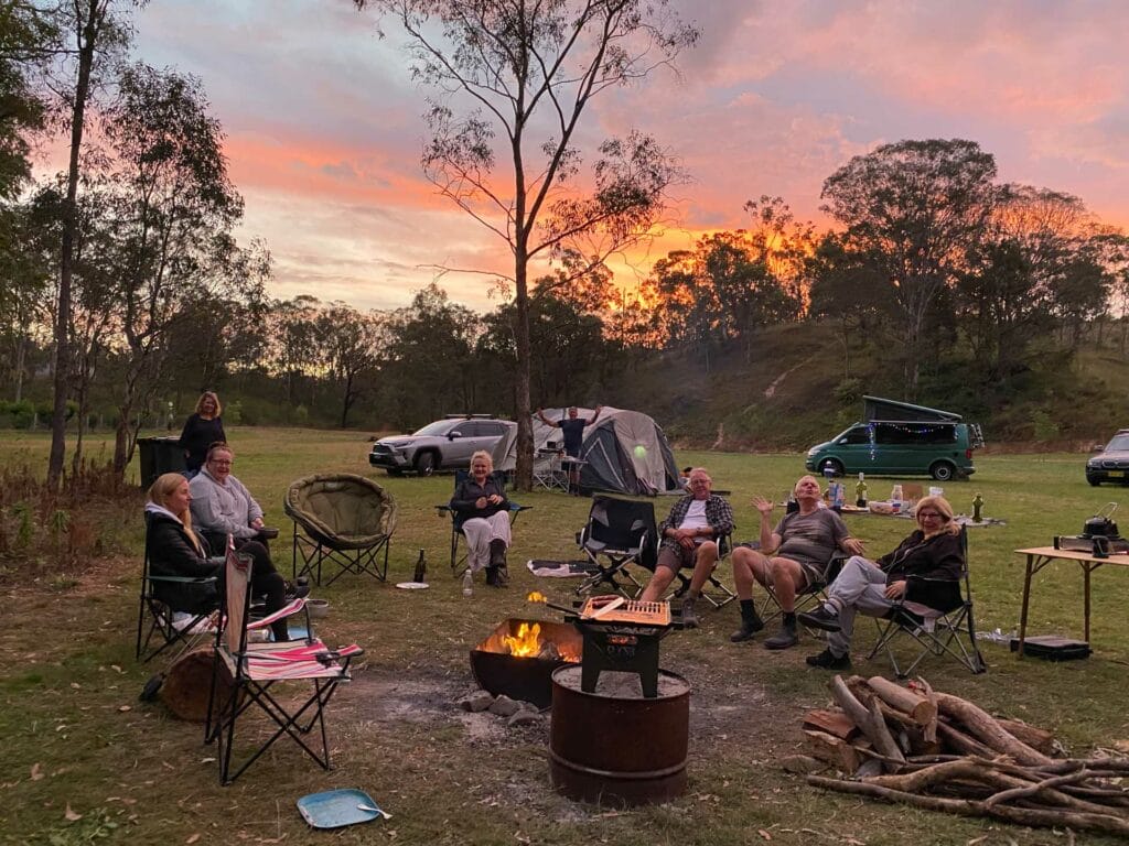 Dalli’s Campground – A Hidden Gem Deep in Capertee Valley, Amanda Westwood, camping, people camping and sitting around a fire
