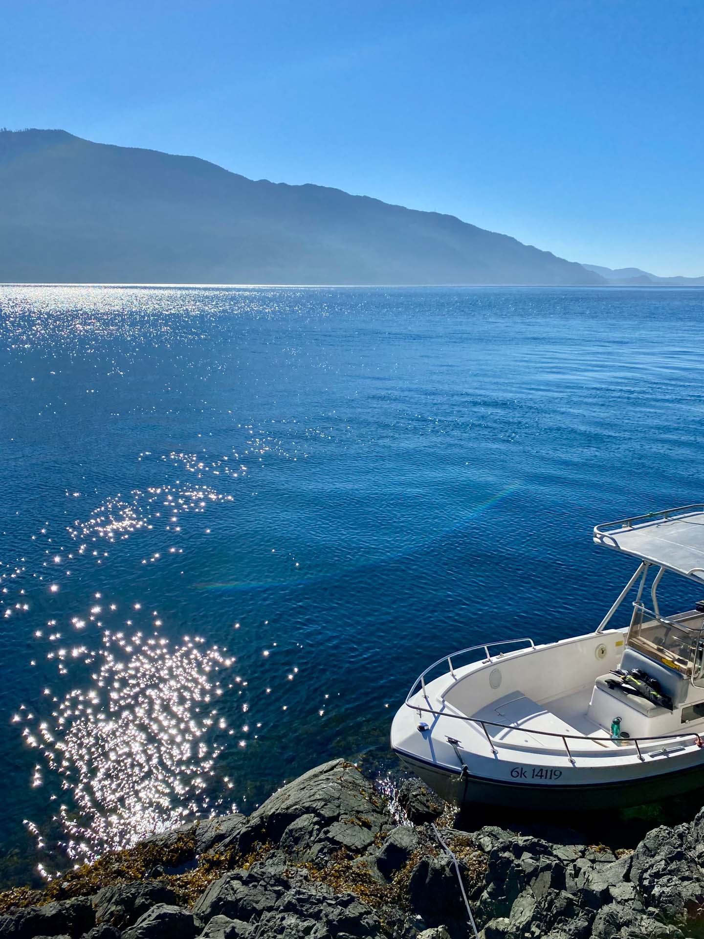 Vancouver Island: A Guide to Northern Vancouver Island, Abby tait, crystal blue water with mountains on horizon