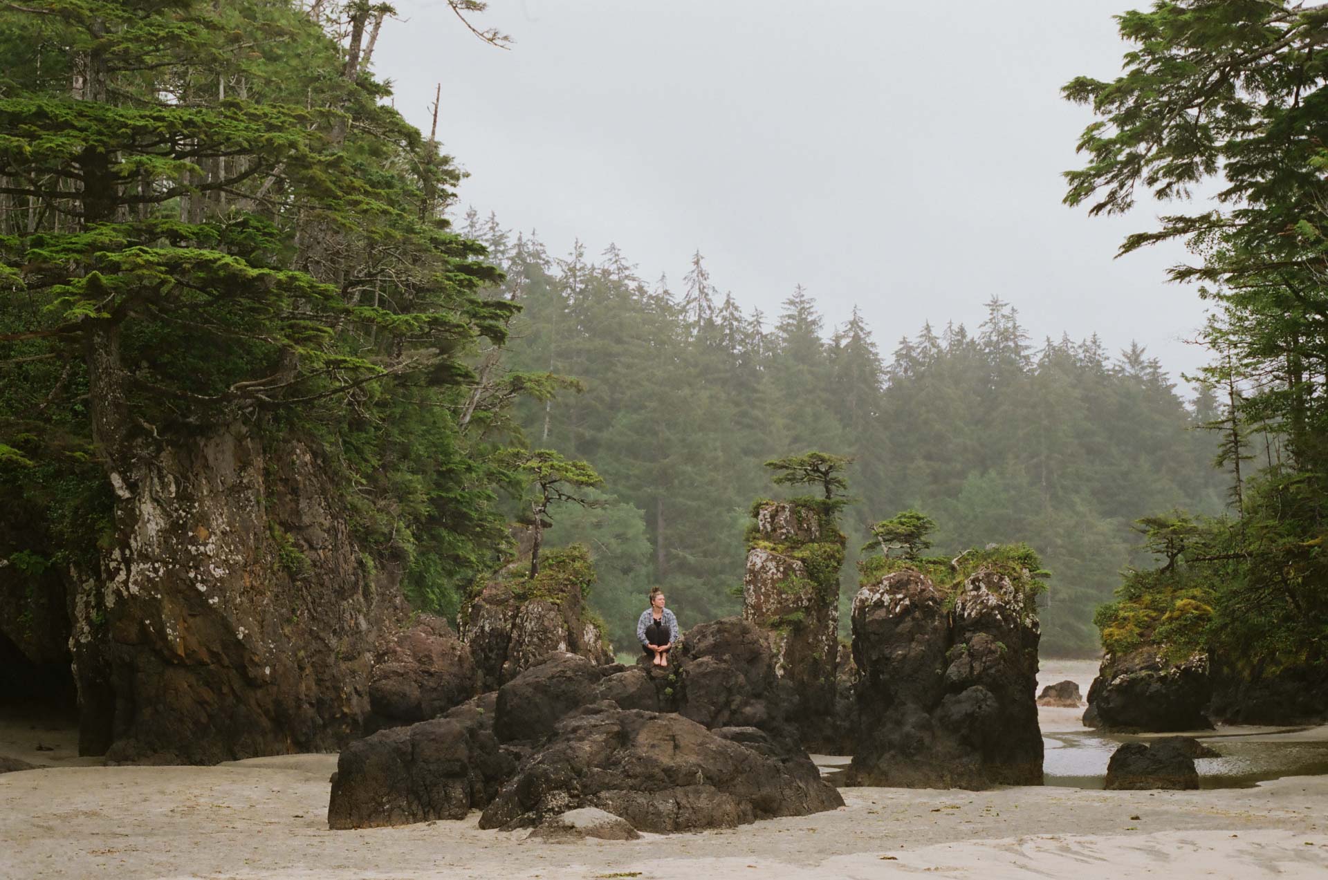 Vancouver Island: A Guide to Northern Vancouver Island, Abby tait, person on rock formation, vancouver island