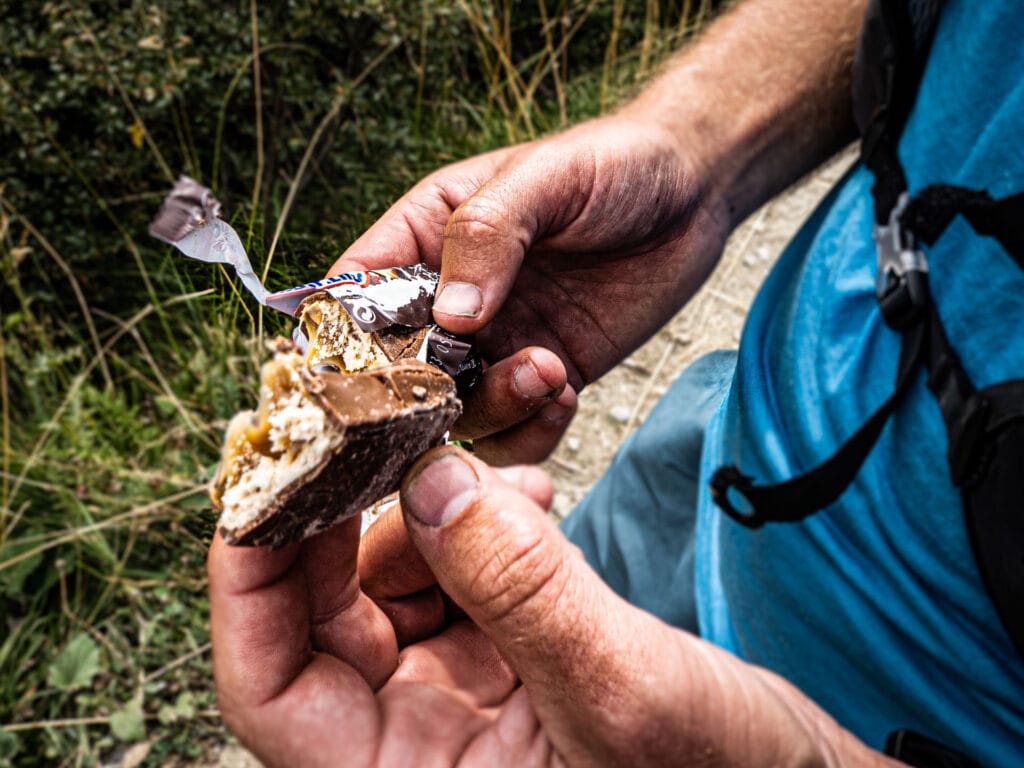 Sore Knees & Snickers Bars: Trail Running the Via Valais, Milly young, snickers bar, runners snack