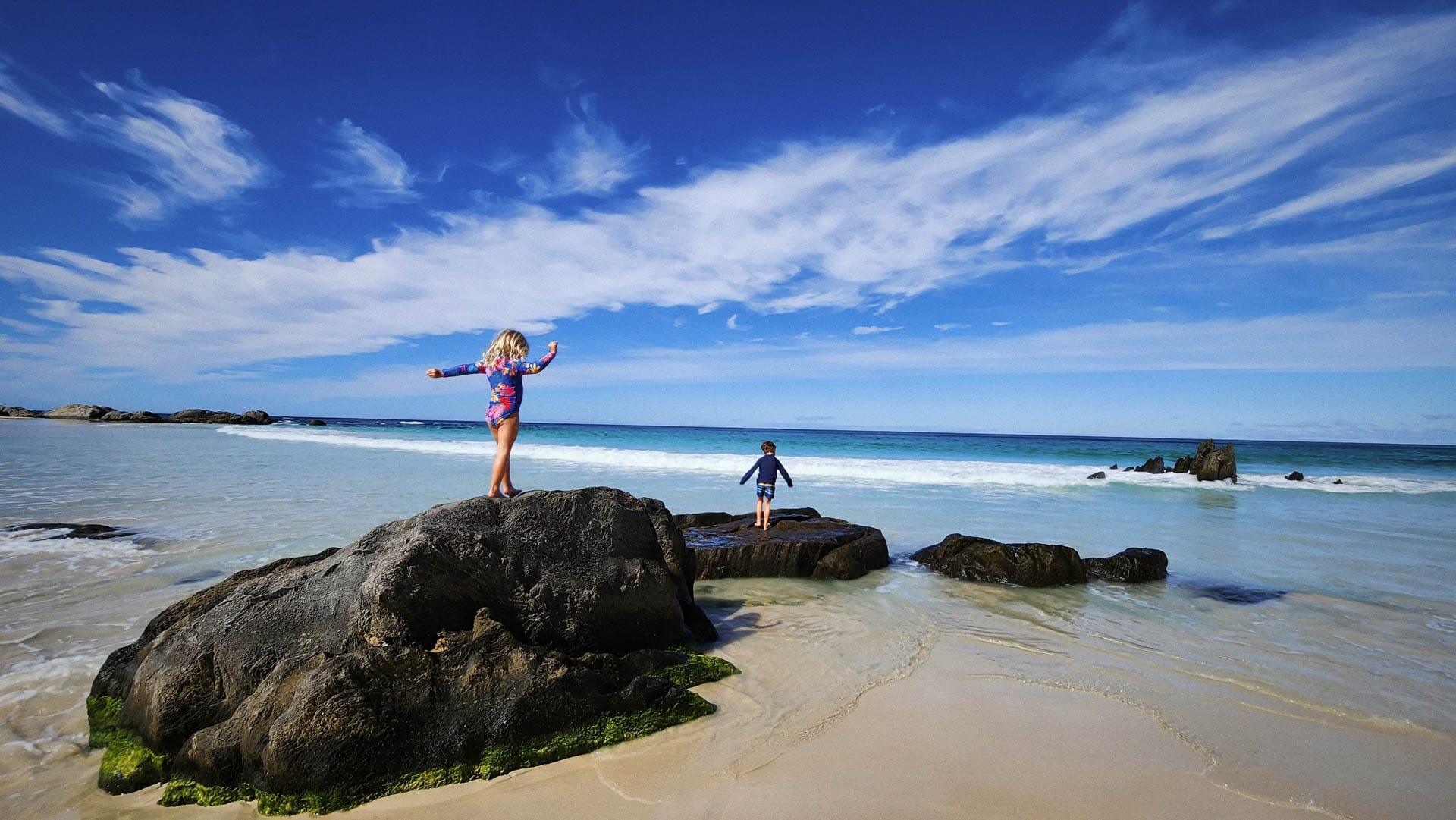 Family Escape to the Greatest Campground in Australia, Henry Brydon, kids on beach