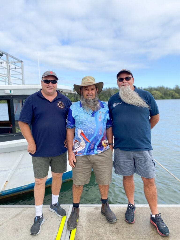 Getting to Know Bundjalung Country, Sarah Tayler, The Tweed, NSW, Spirit of Wolumbin boat, Tweed Escapes tour, Uncle Franc Krasna, Michael Simmons, Russell Logan, Trio