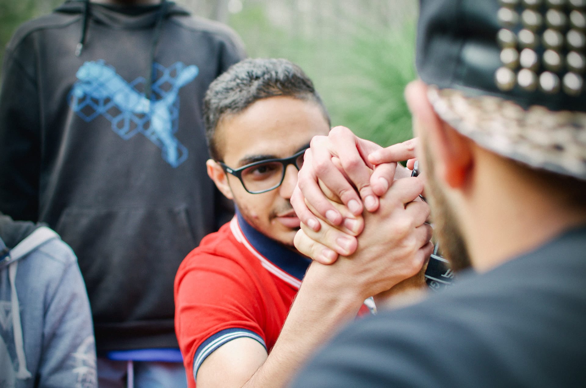 First Hike Project, bush, arm wrestle