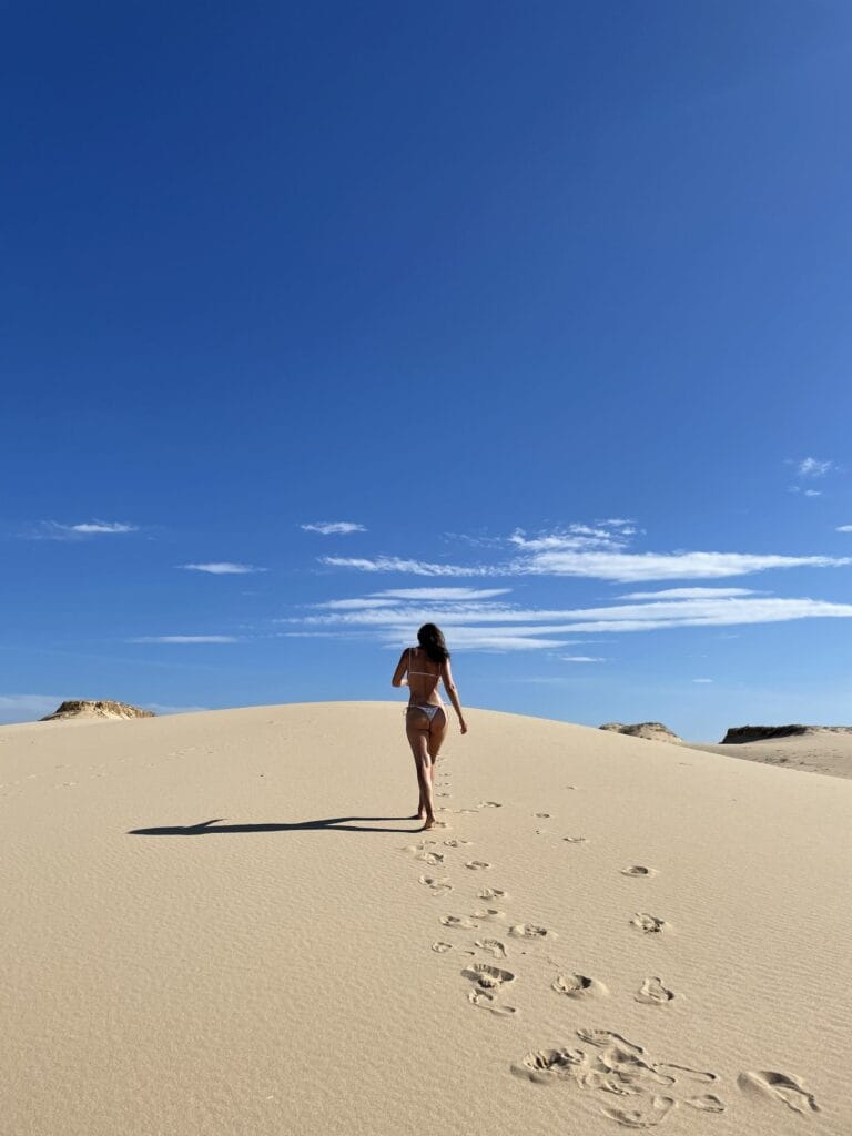 Marley Beach — Rolling Sand Dunes Close to Sydney, Frances Magiera, Sydney, NSW, sand dune, bikini, running on sand, blue sky, sun and sand