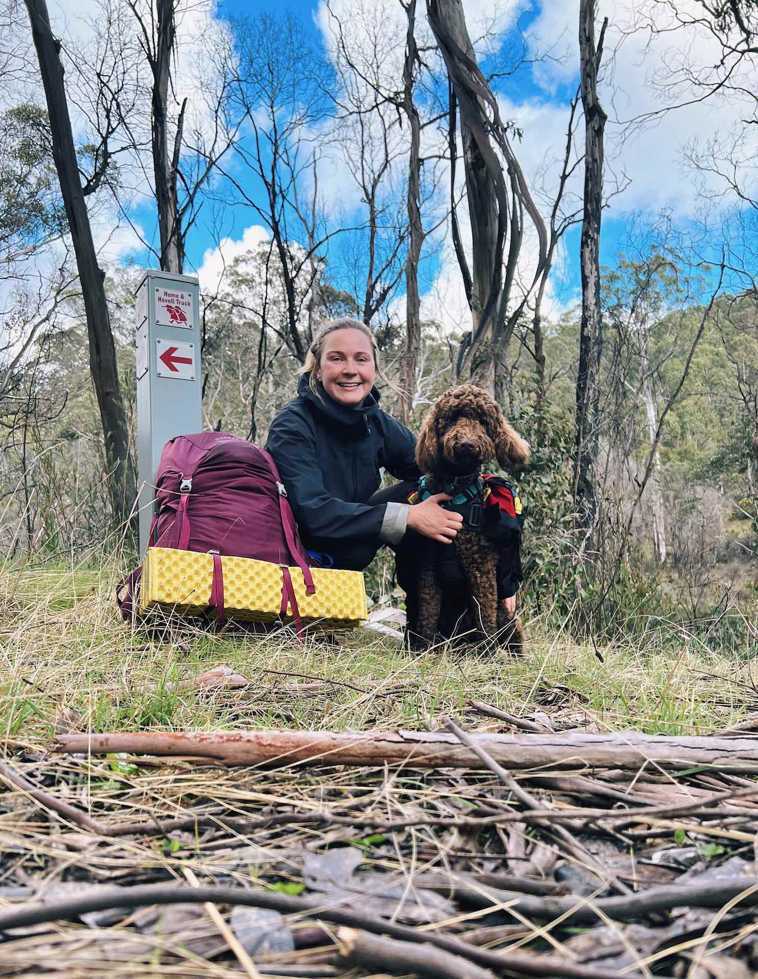 Overnight Hiking With My Dog on the Hume & Hovell Track, Kate Donald, Dog, portrait, hiking pack, sleeping mat, NSW